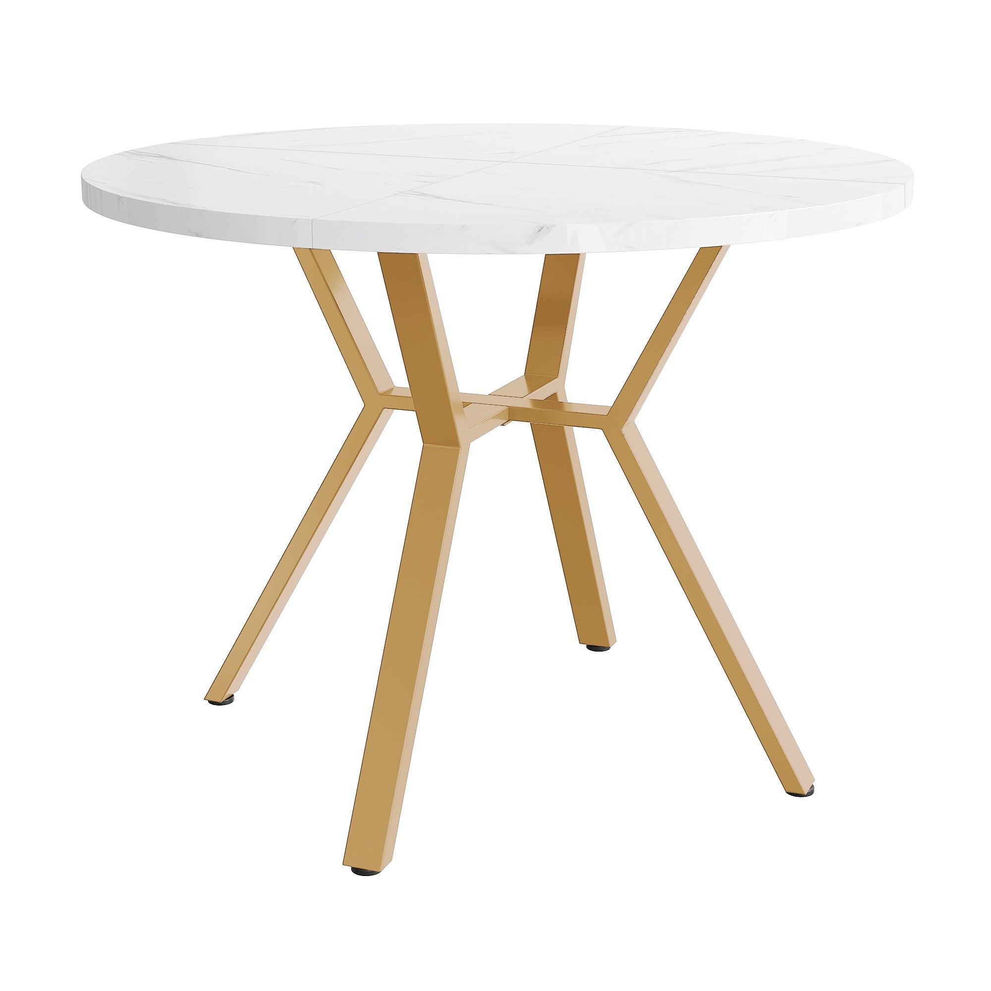 Logidon ronde eettafel marmerlook witgoud 100 cm diameter