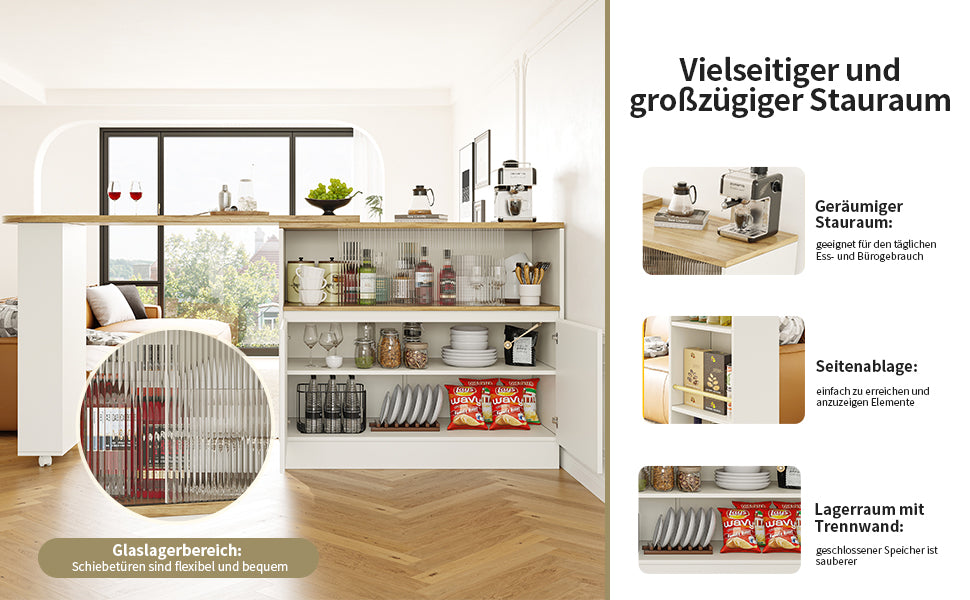 Logidon 360° draaibaar dressoir wit 90×45×100 cm glazen schuifdeur