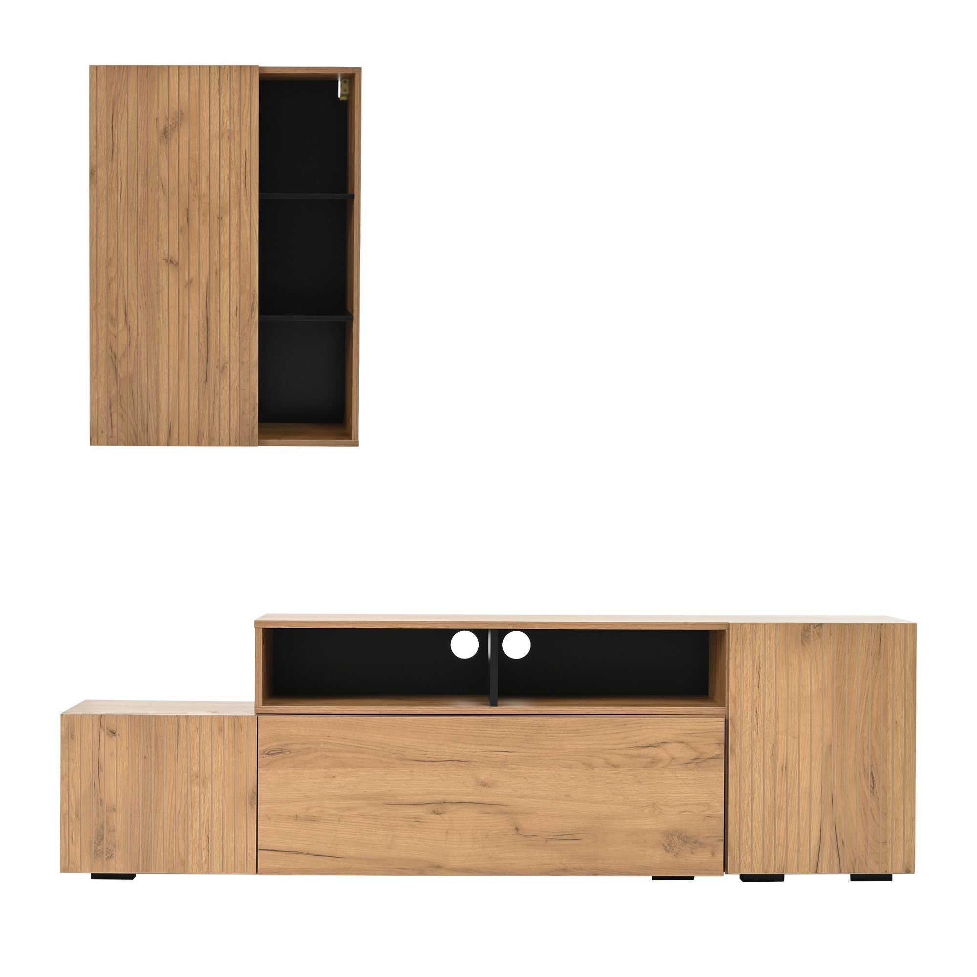Logidon TV wall unit set display case two parts up to 265 cm oak black