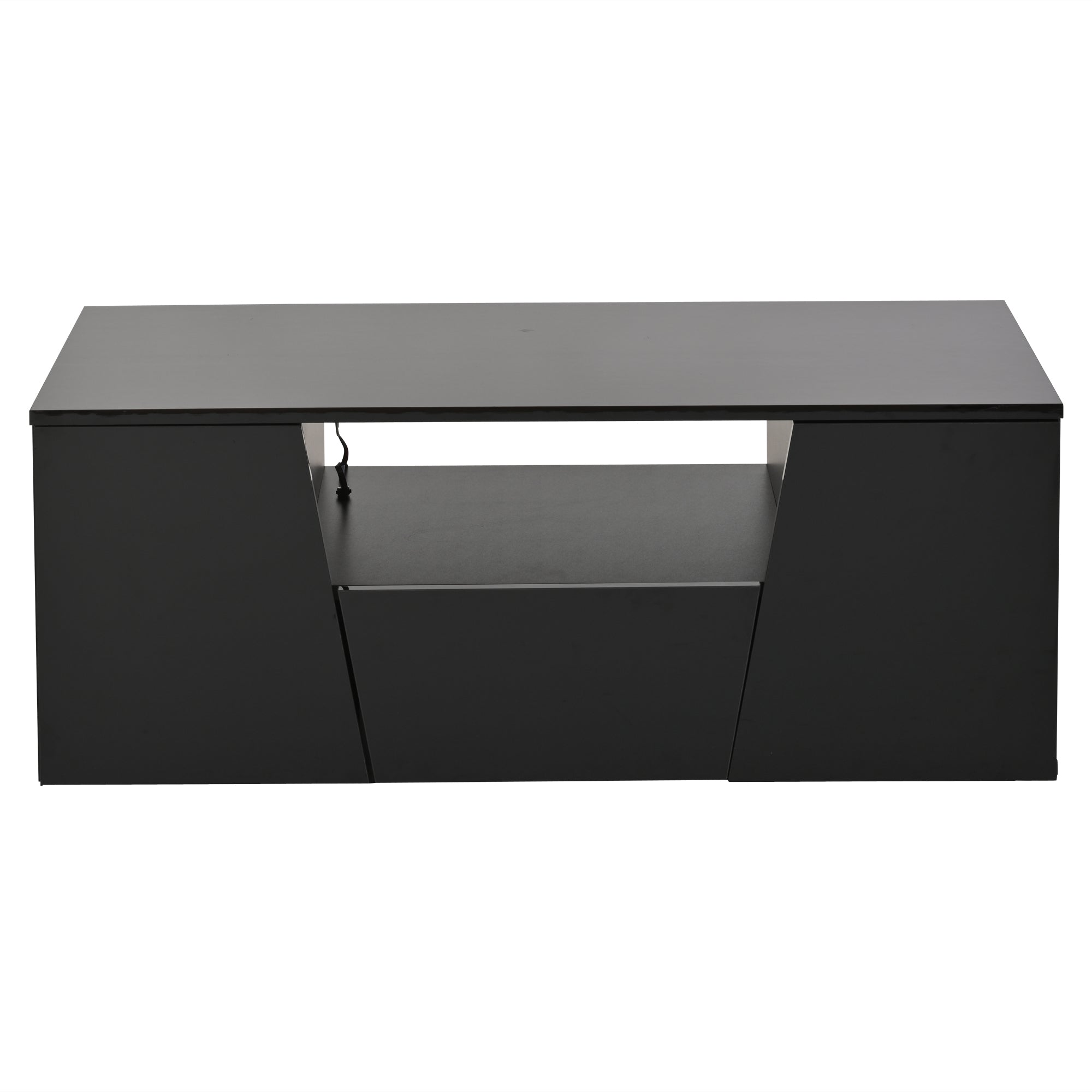 Logidon coffee table 100x50x40 cm black with LED 2 cabinets 1 drawer