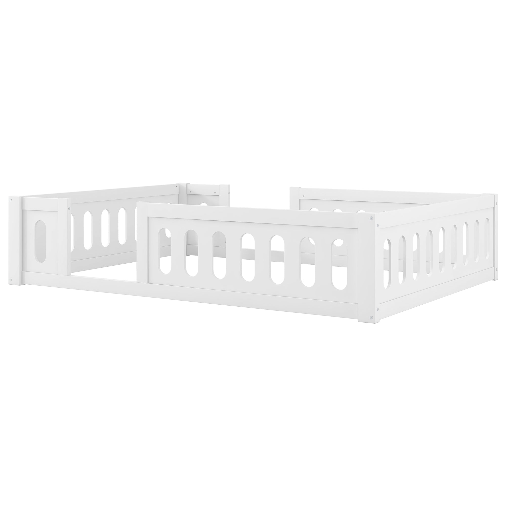 Logidon houten platformbed 140x200 met railing wit