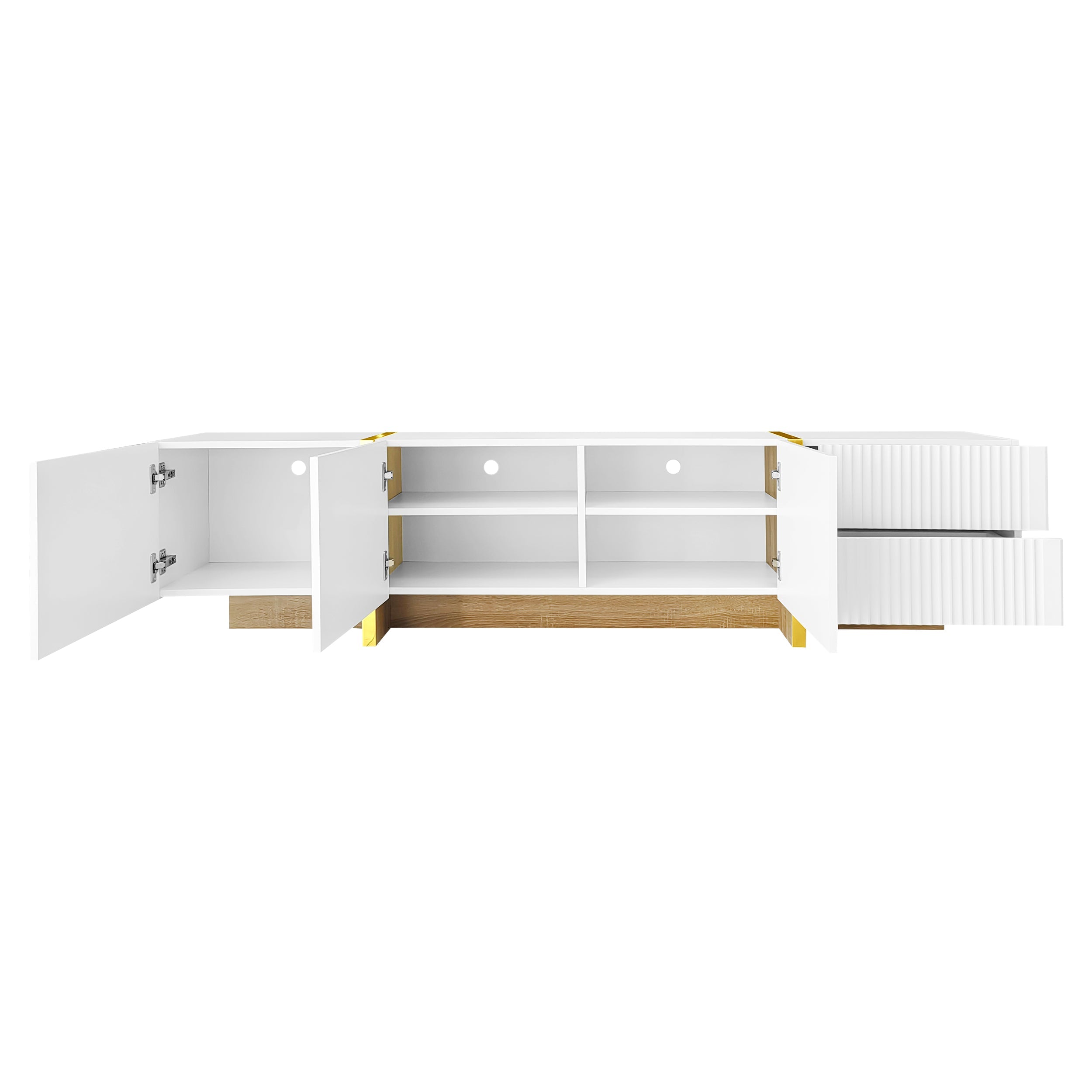 Logidon TV-meubel 190 cm wit goud houtnerf 3 deuren 2 lades