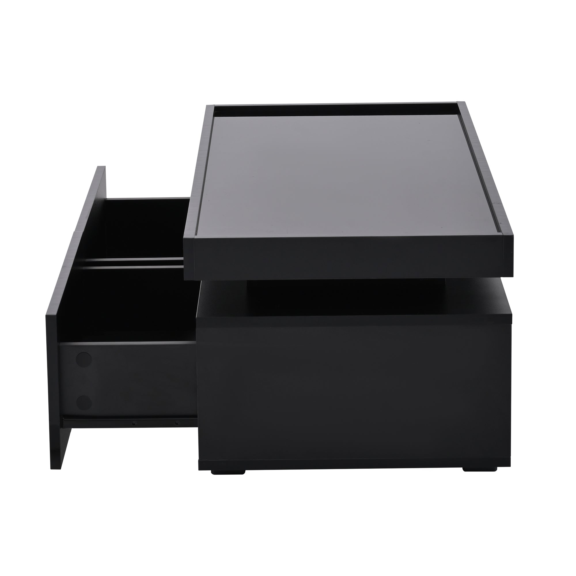 Logidon hoogglans salontafel 95x45x35 cm met LED verlichting zwart