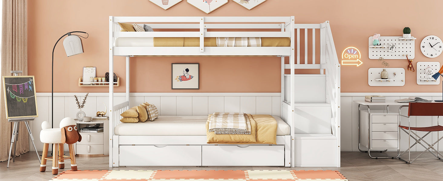 Logidon stapelbed 90x200 wit met uitschuifbaar bed 2 lades