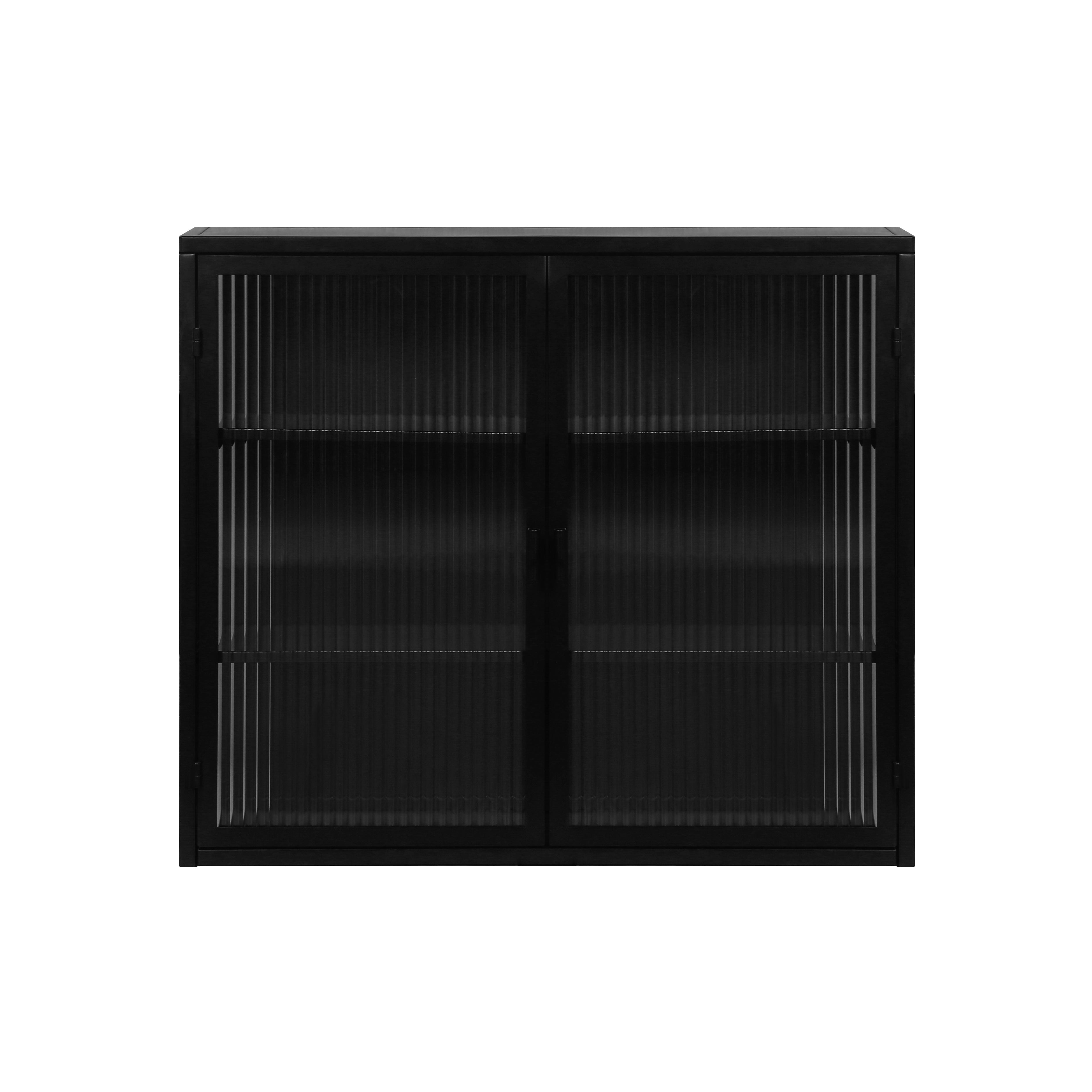 Logidon 70 cm glazen wandkast zwart 2-deurs met drie niveaus