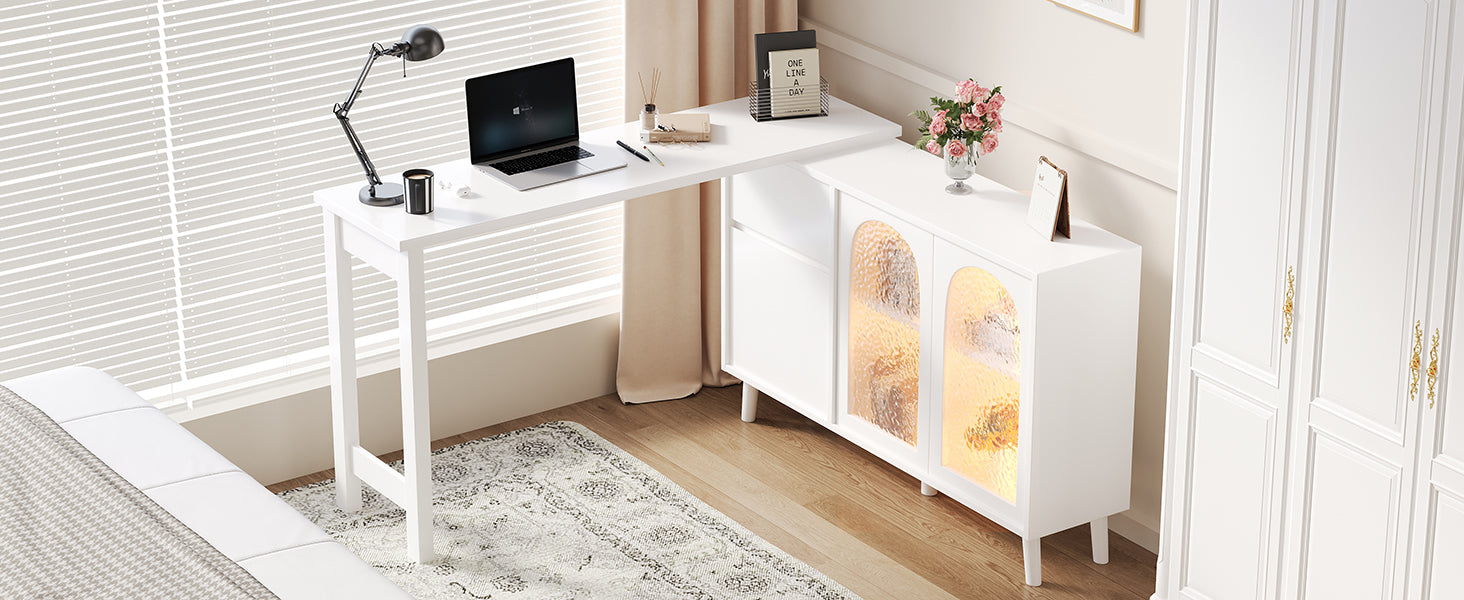 Logidon LED bureau 2-in-1 dressoir wit 120x40x78 cm