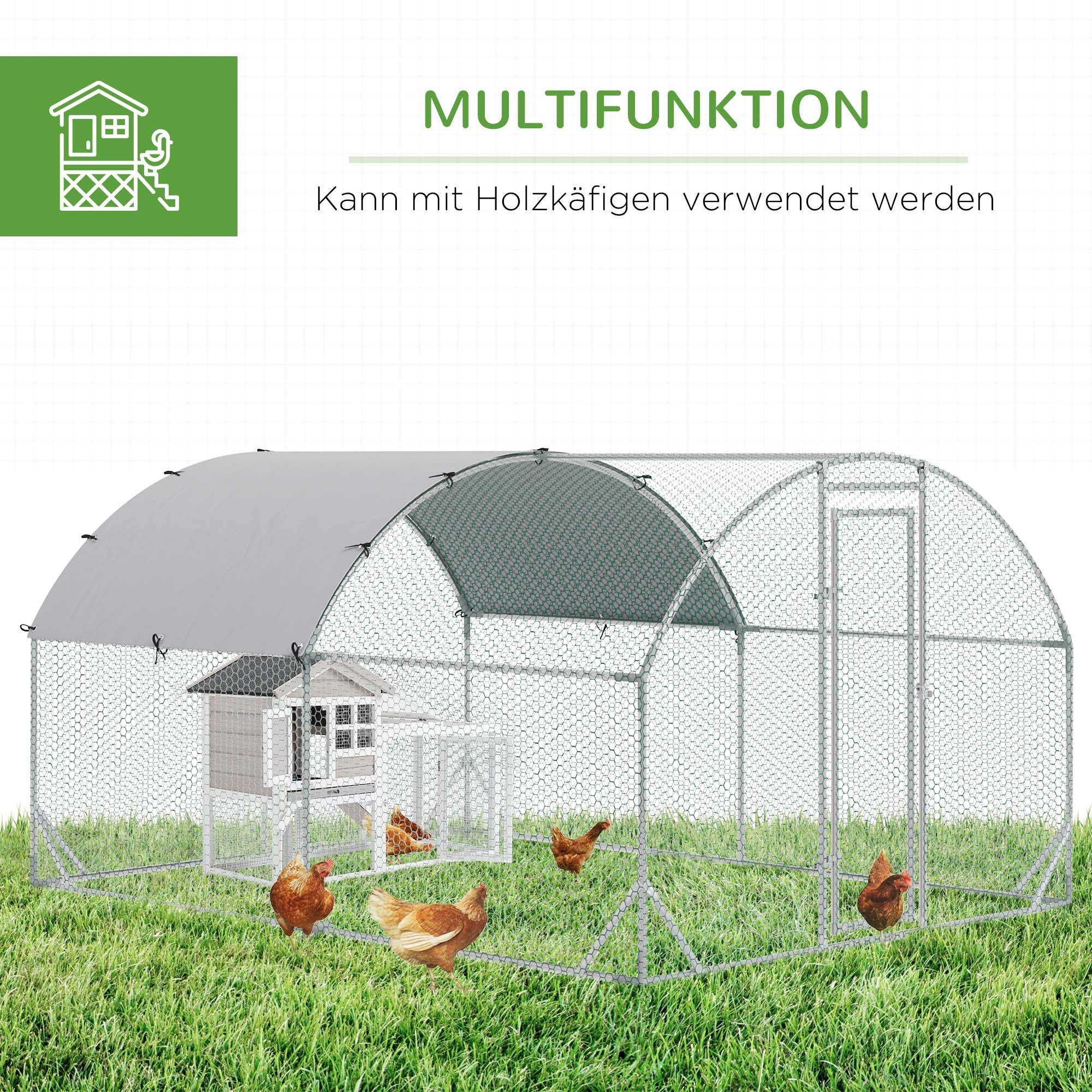 Logidon kippenhok buitenverblijf staal 280x380x197 cm zilver