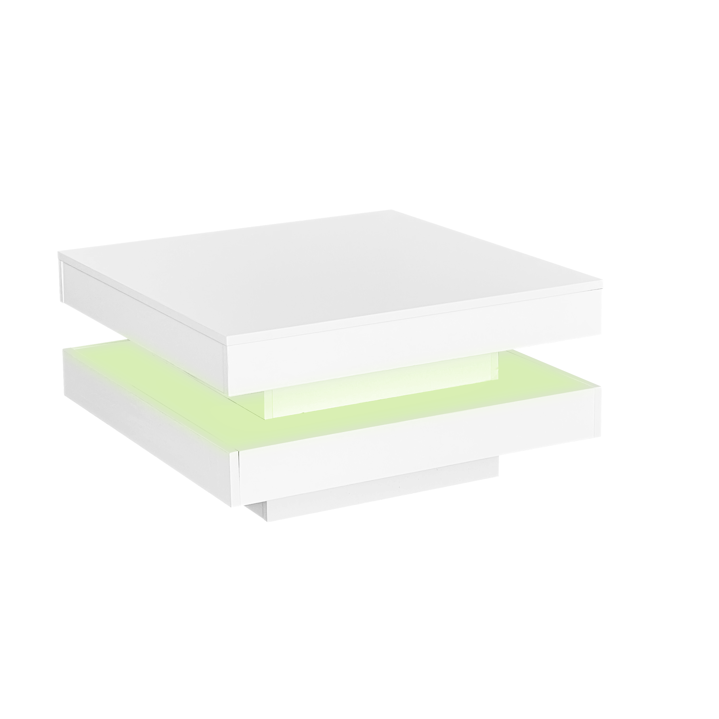 Logidon witte hoogglans salontafel 70x70x36 cm met draaiplaat en 16-kleuren LED