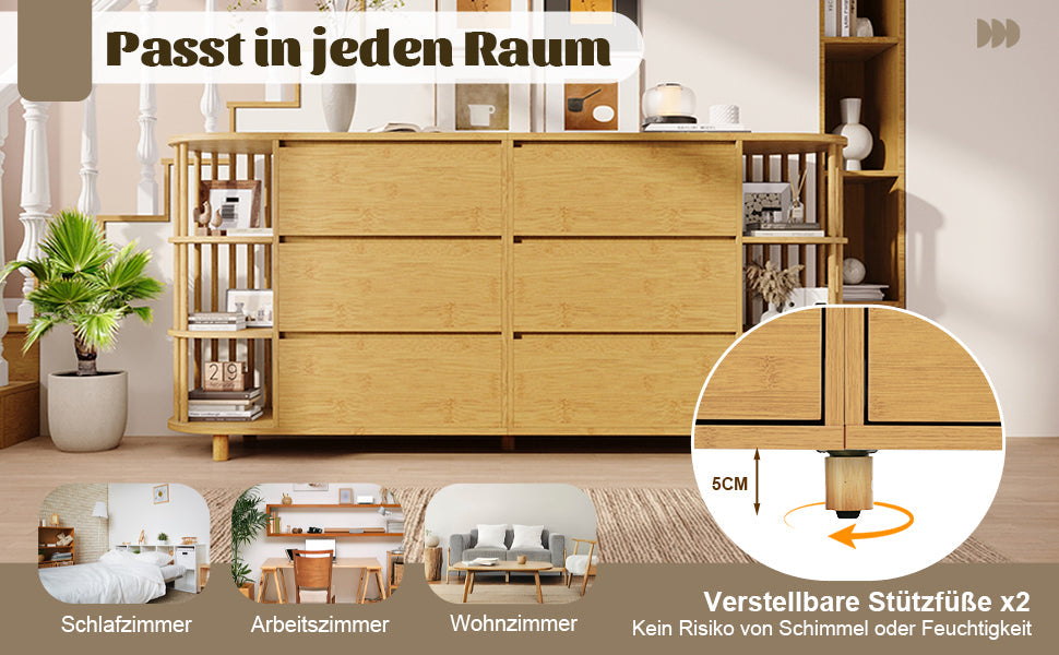 Logidon ladekast 160 cm eiken - Romeins design, 6 laden