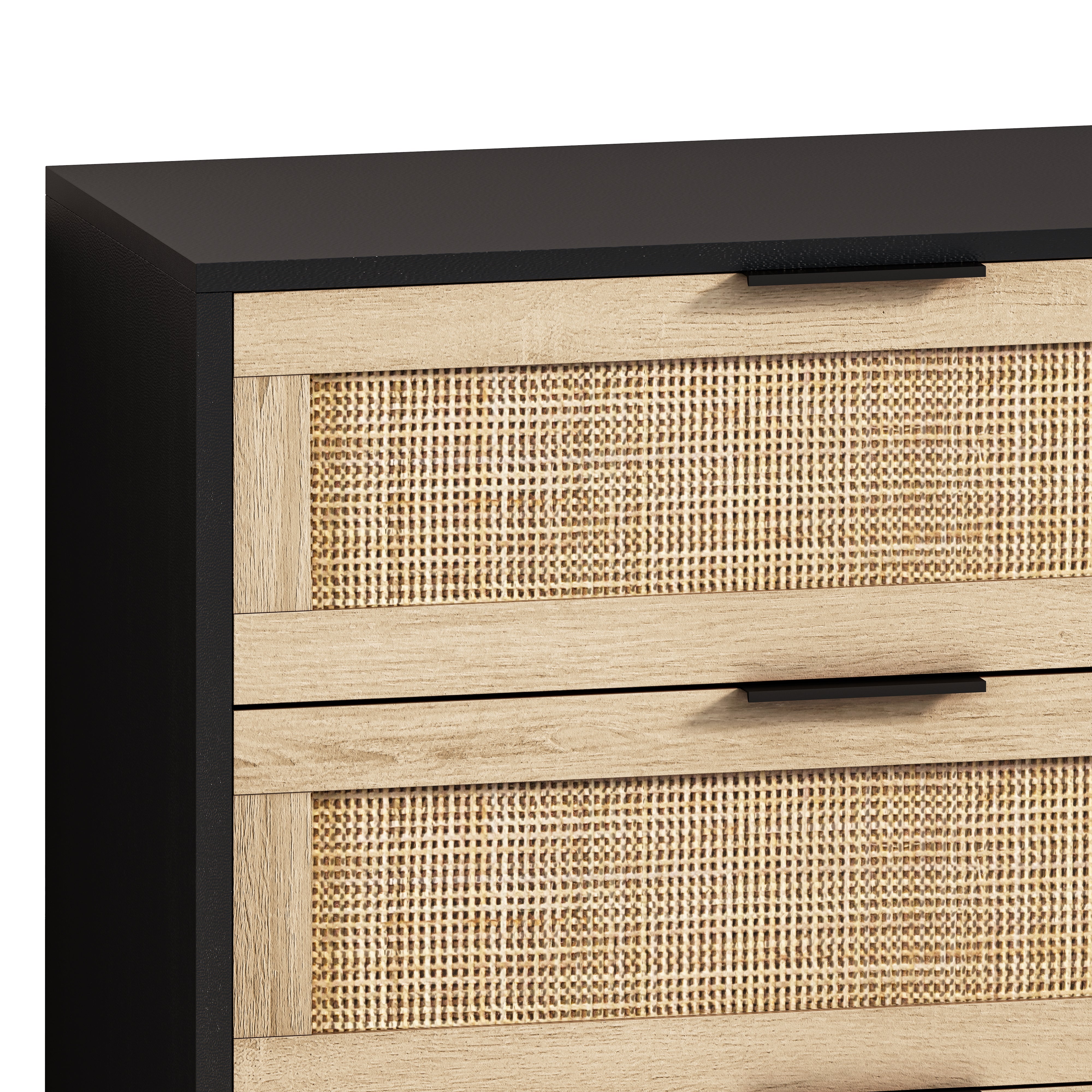 Logidon Rotan opbergkast 130 cm zwart 6 lades