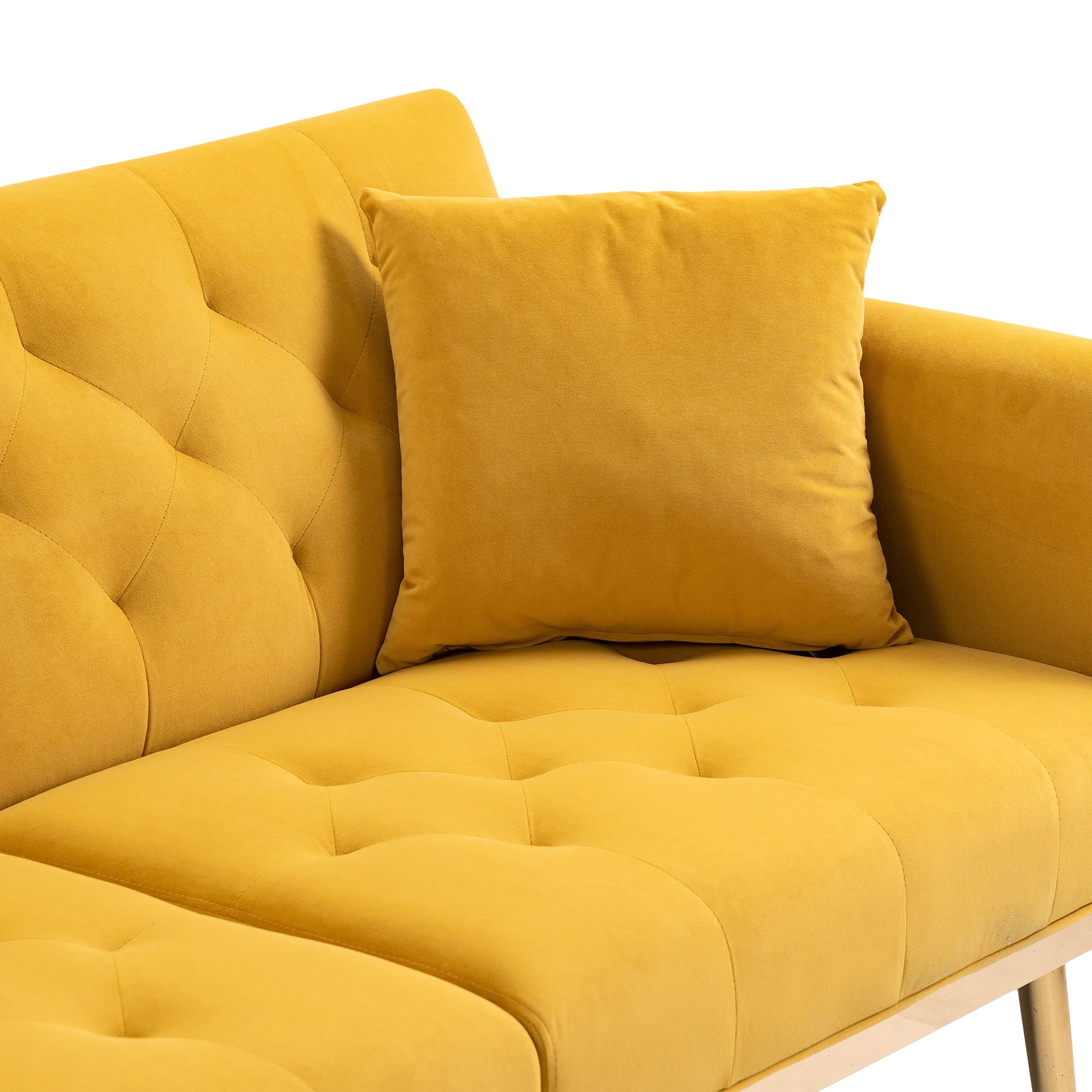 Logidon Luxe 3-zits designbank mosterdgeel fluweel slaapbank 3 posities