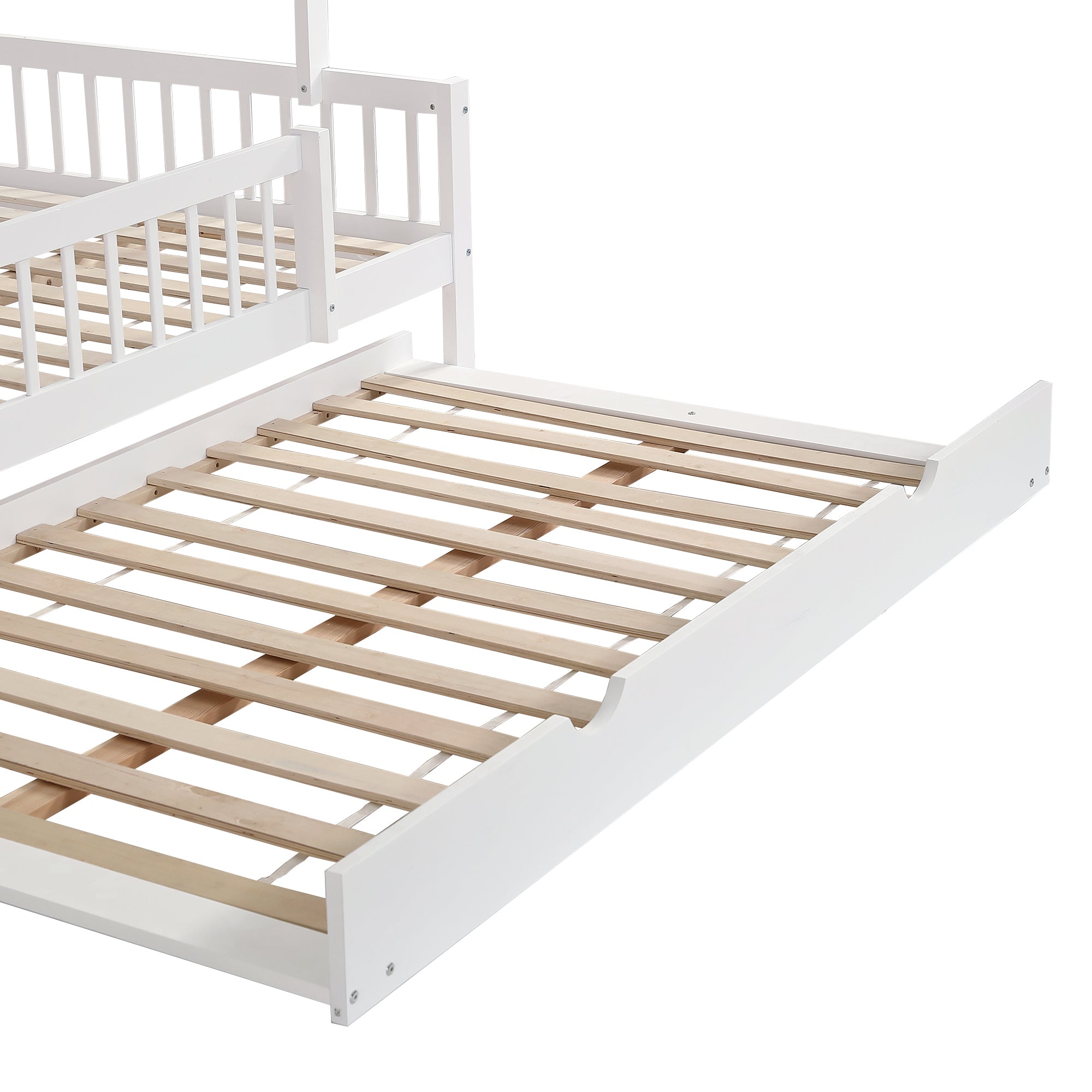 Logidon huisbed met onderschuifbed wit grenen MDF 120x200/190