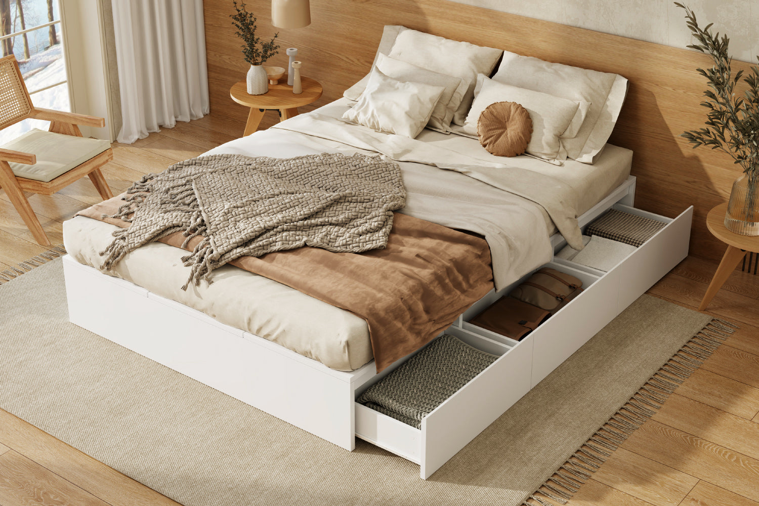 Logidon opbergbed 140x200 cm wit palletbed met opbergruimte
