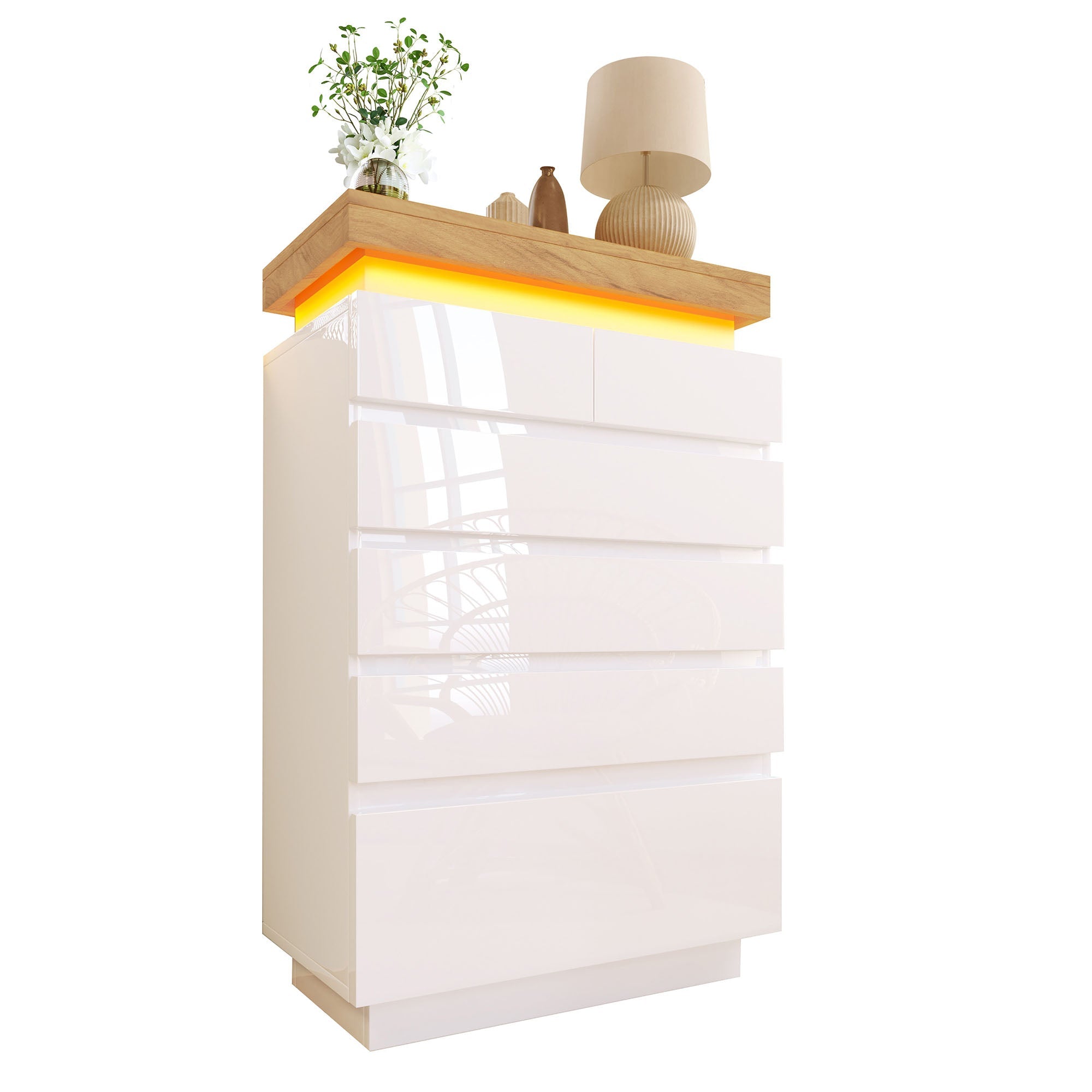 Logidon sideboard 6 drawers white 115x73x39 cm LED app control
