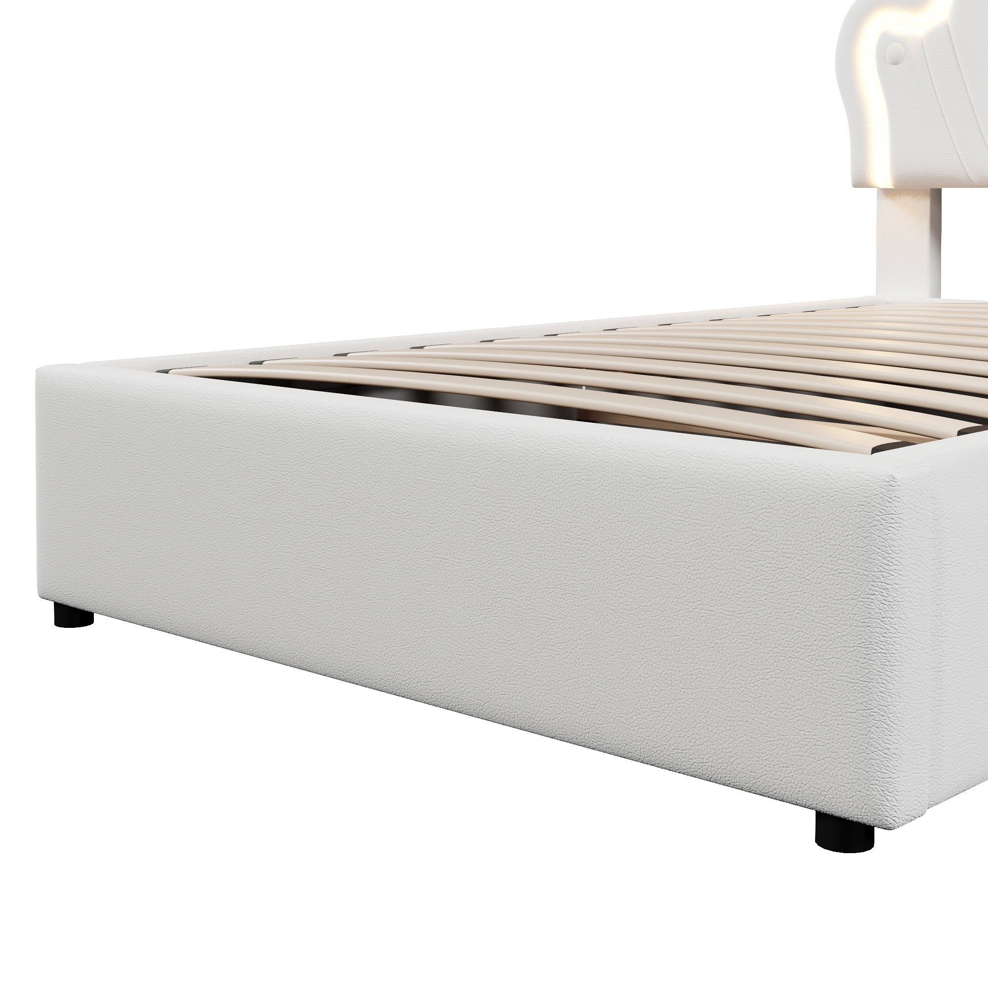Logidon prinsessenbed 90x200 cm wit kunstleer LED-verlichting