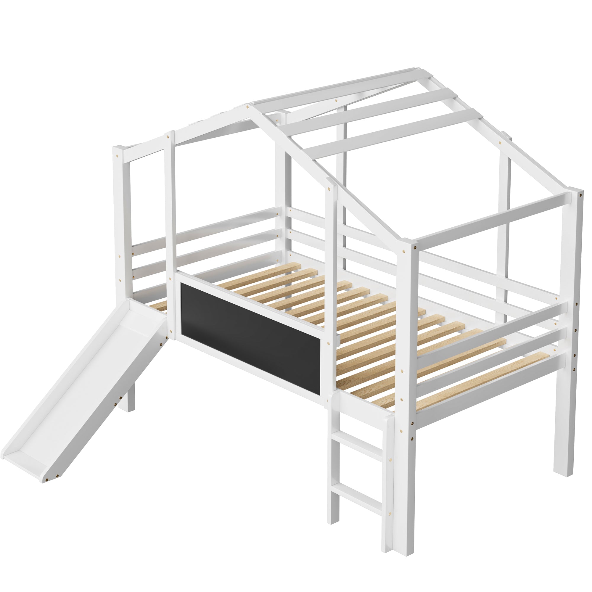 Logidon hoogslaper 90x200 wit met loftdesign en glijbaan