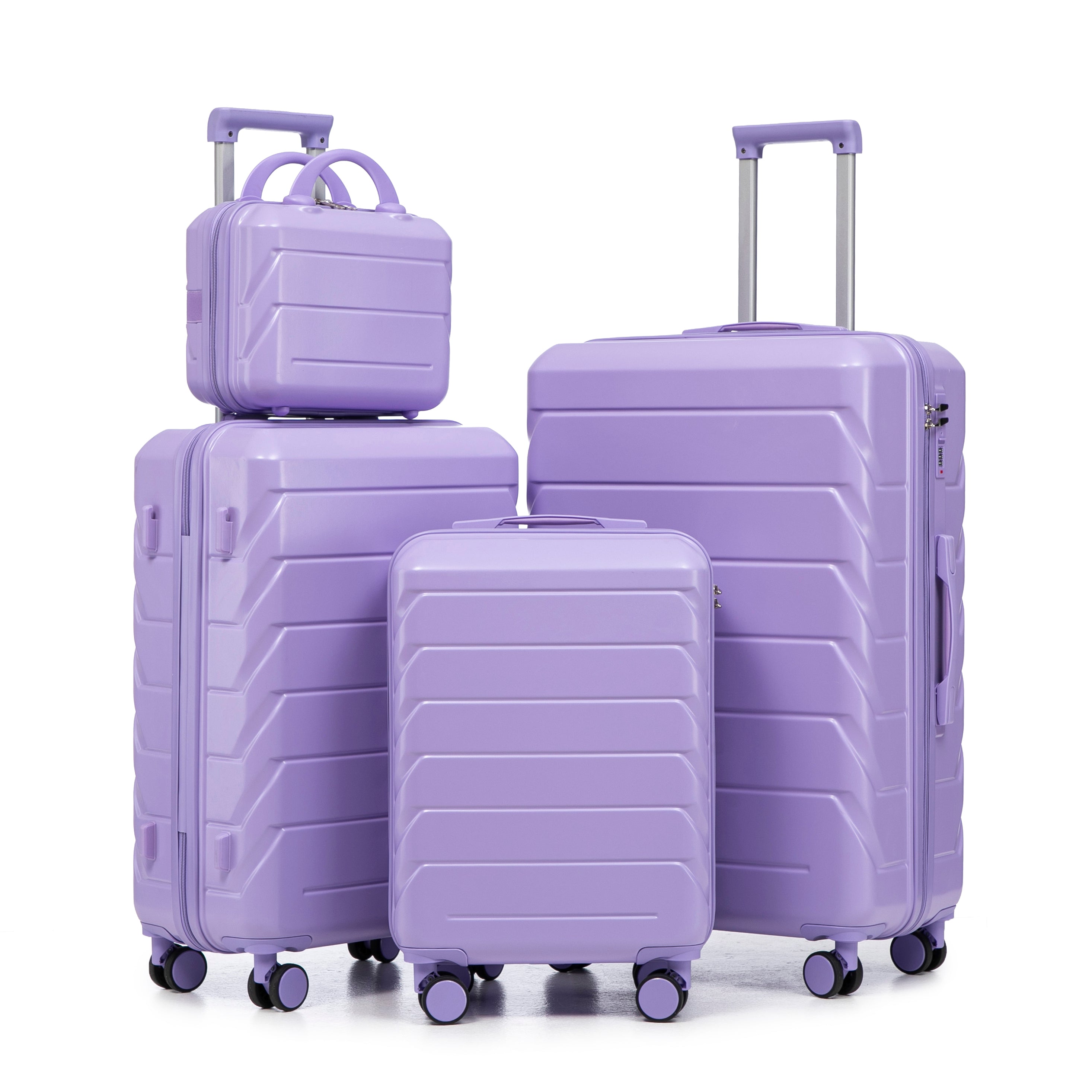 Logidon 4-delige ABS Spinnerkofferset Blauw Paars 14 19 24 28 Inch
