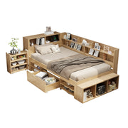 Logidon kinderbed 90x200 cm naturel hout met opbergruimte en opladen