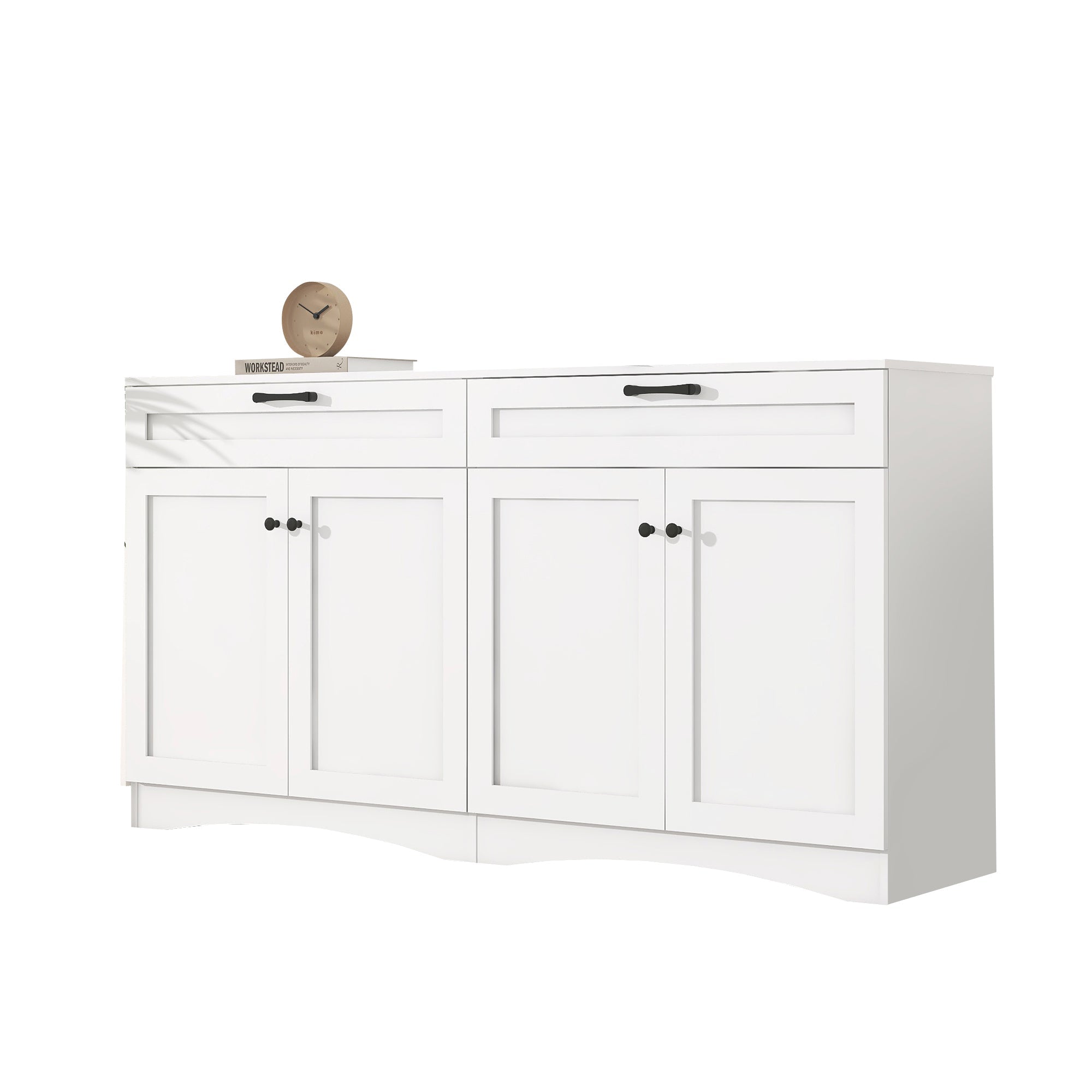 Logidon Dressoir 160 x 40 x 85 cm – Wit dressoir met 2 lades