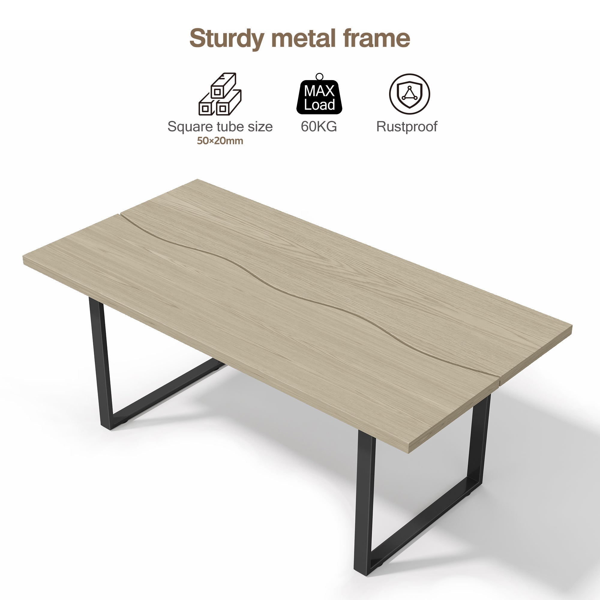 Logidon eettafel 160x80 cm industriële houtlook, metalen frame