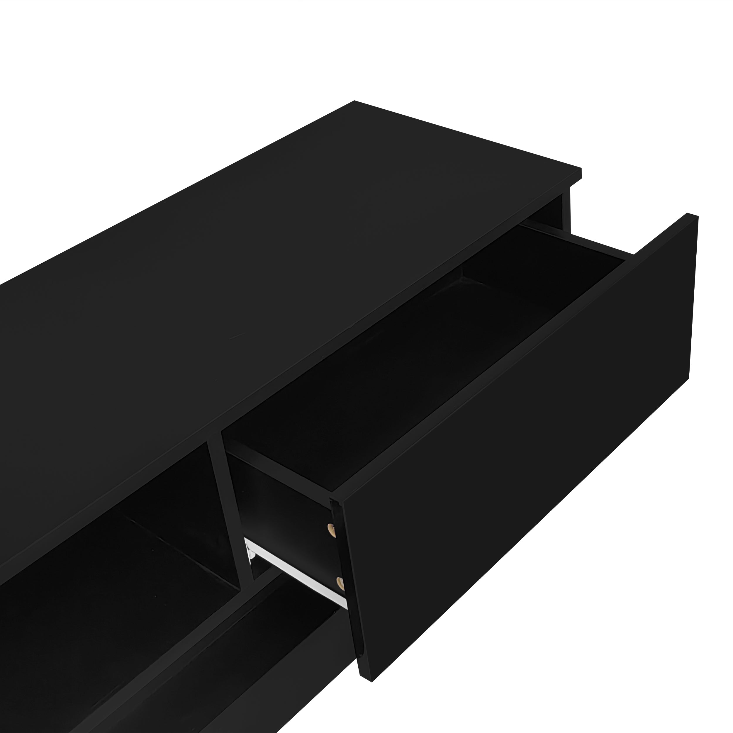 Logidon Zwart Hoogglans TV-meubel 160 CM Met LED 2 Laden