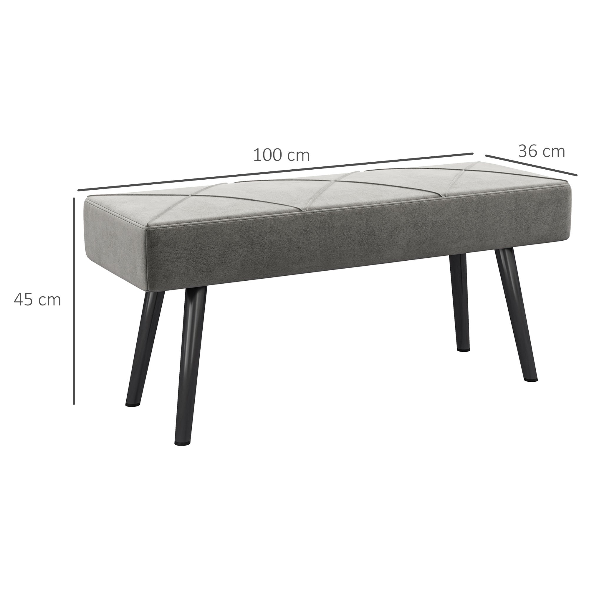Logidon gestoffeerde bank fluweellook grijs 100x36x45 cm X-patroon bedbank