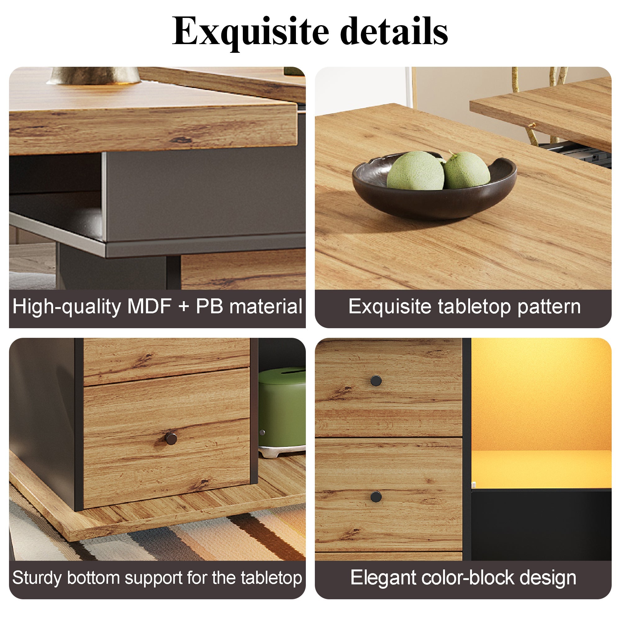 Logidon eettafel telescopisch uitschuifbaar 110-140×80 cm met LED verlichting