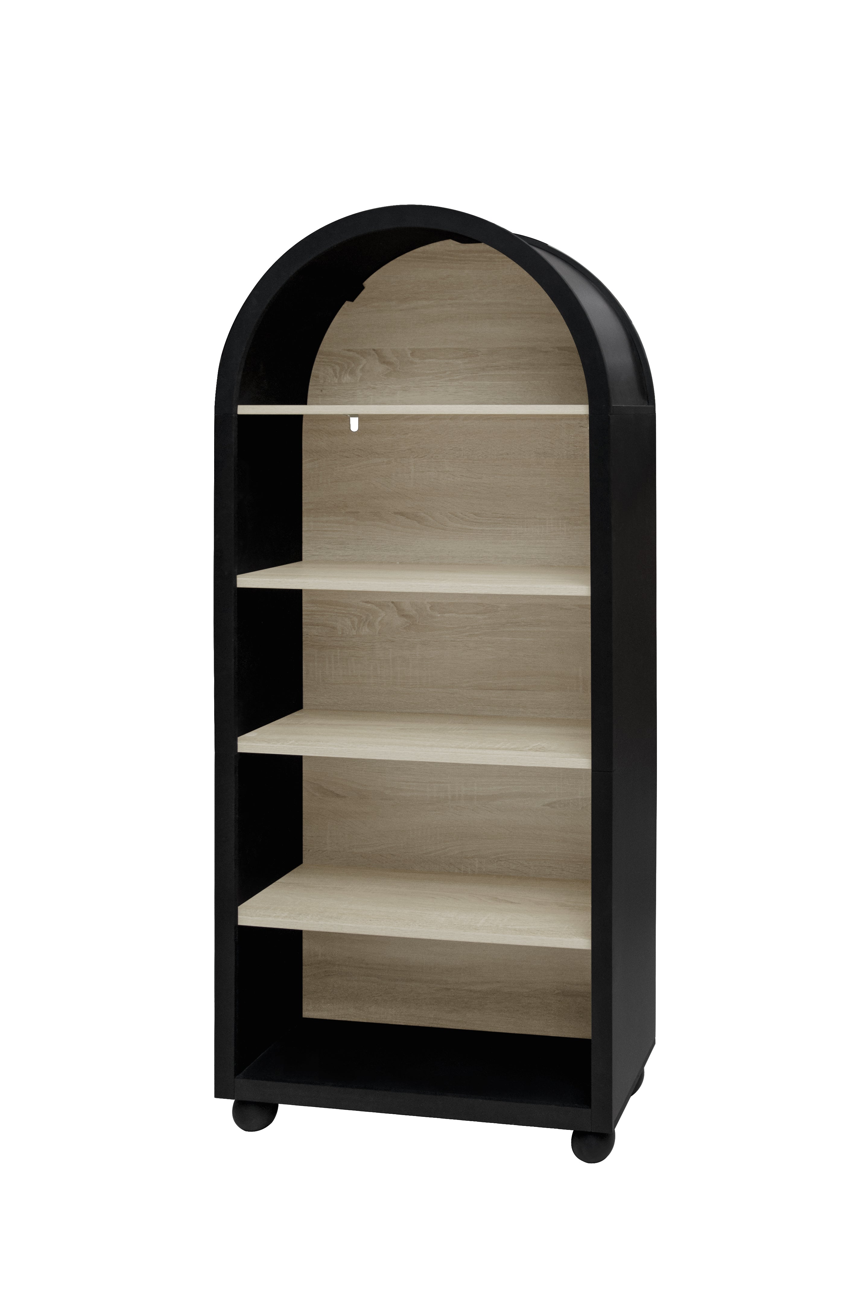 Logidon boekenkast metalen frame zwart naturel hout 70,5 x 30 x 161 cm