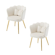 Logidon set van 2 fluwelen stoelen met beige bloemblaadjes en gouden poten