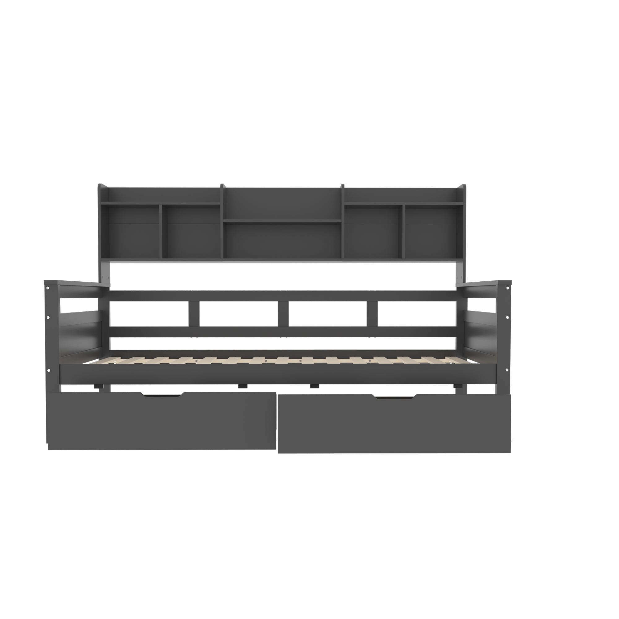 Logidon slaapbank 90x200 grijs met lattenbodem en lades