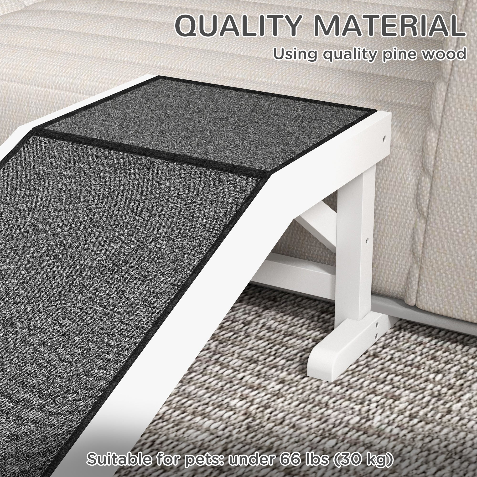 Logidon Huisdierramp 125x40x35 cm Wit Grijs Met Antisliptapijt