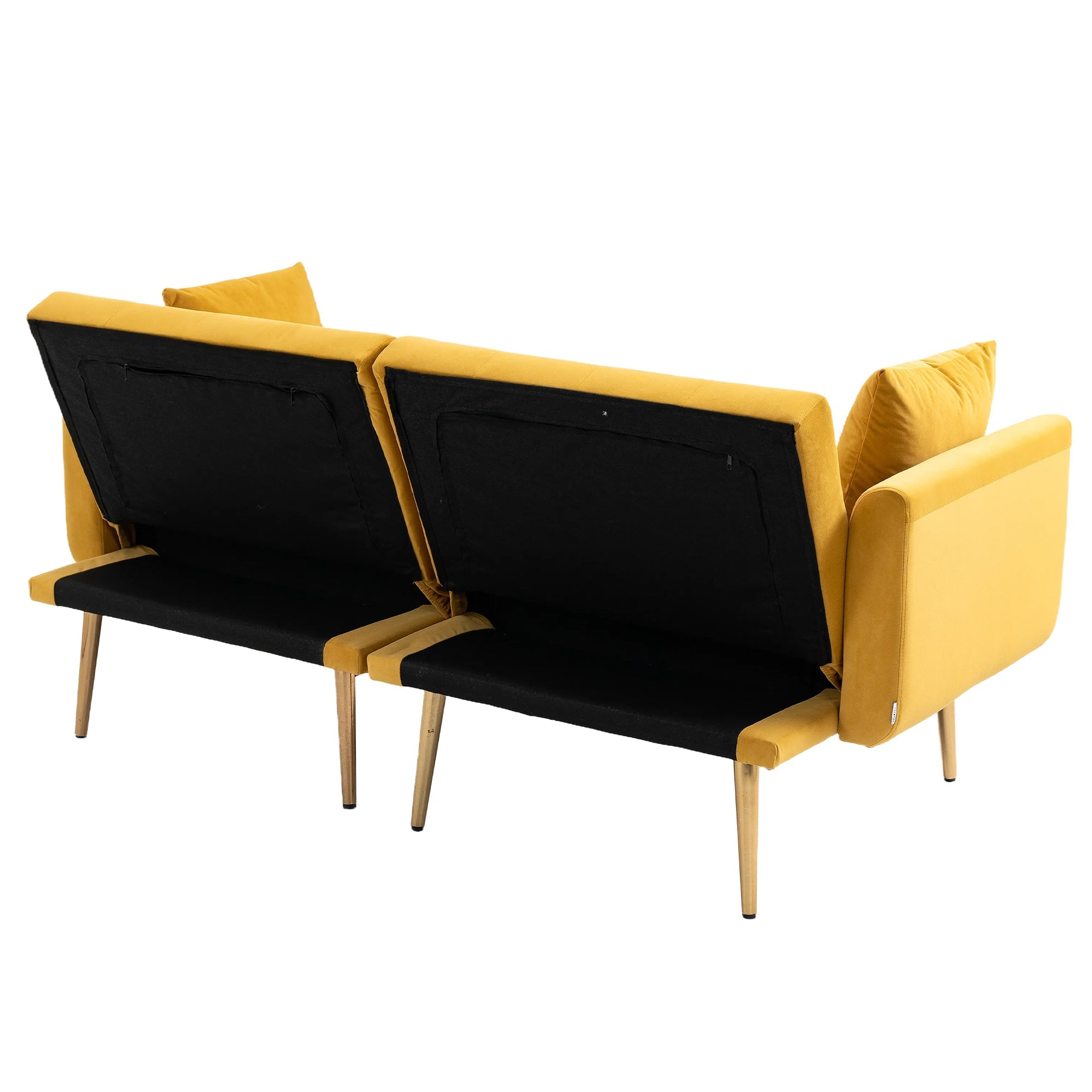 Logidon Luxe 3-zits designbank mosterdgeel fluweel slaapbank 3 posities