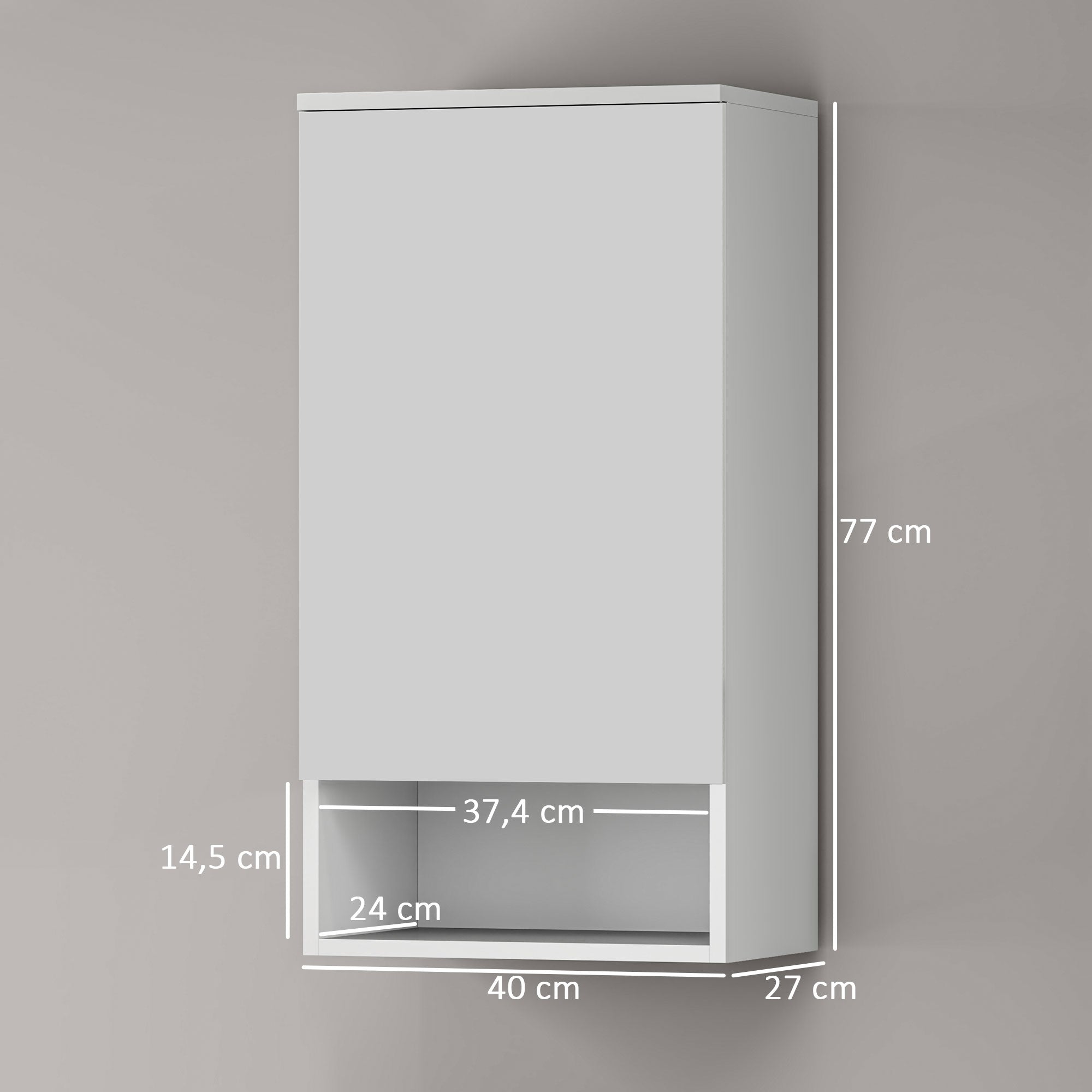 Logidon wandkast wit 40 x 27 x 77 cm deuren verstelbare planken