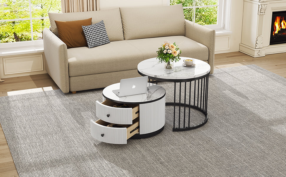 Logidon Elegante salontafelset in nestvorm wit 60x60 en 50x50