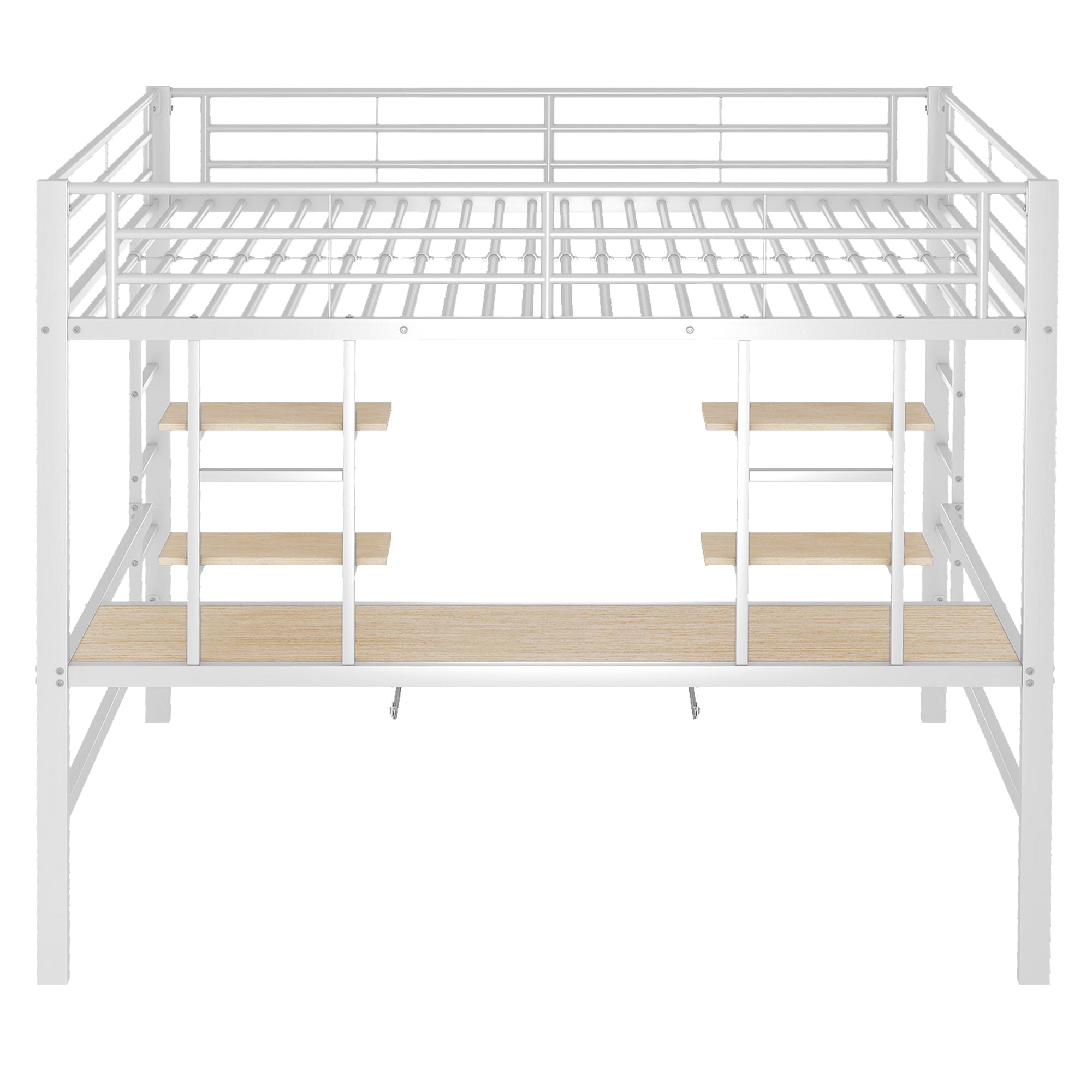 Logidon hoogslaper 140x200 cm metalen bed met bureau en plank wit