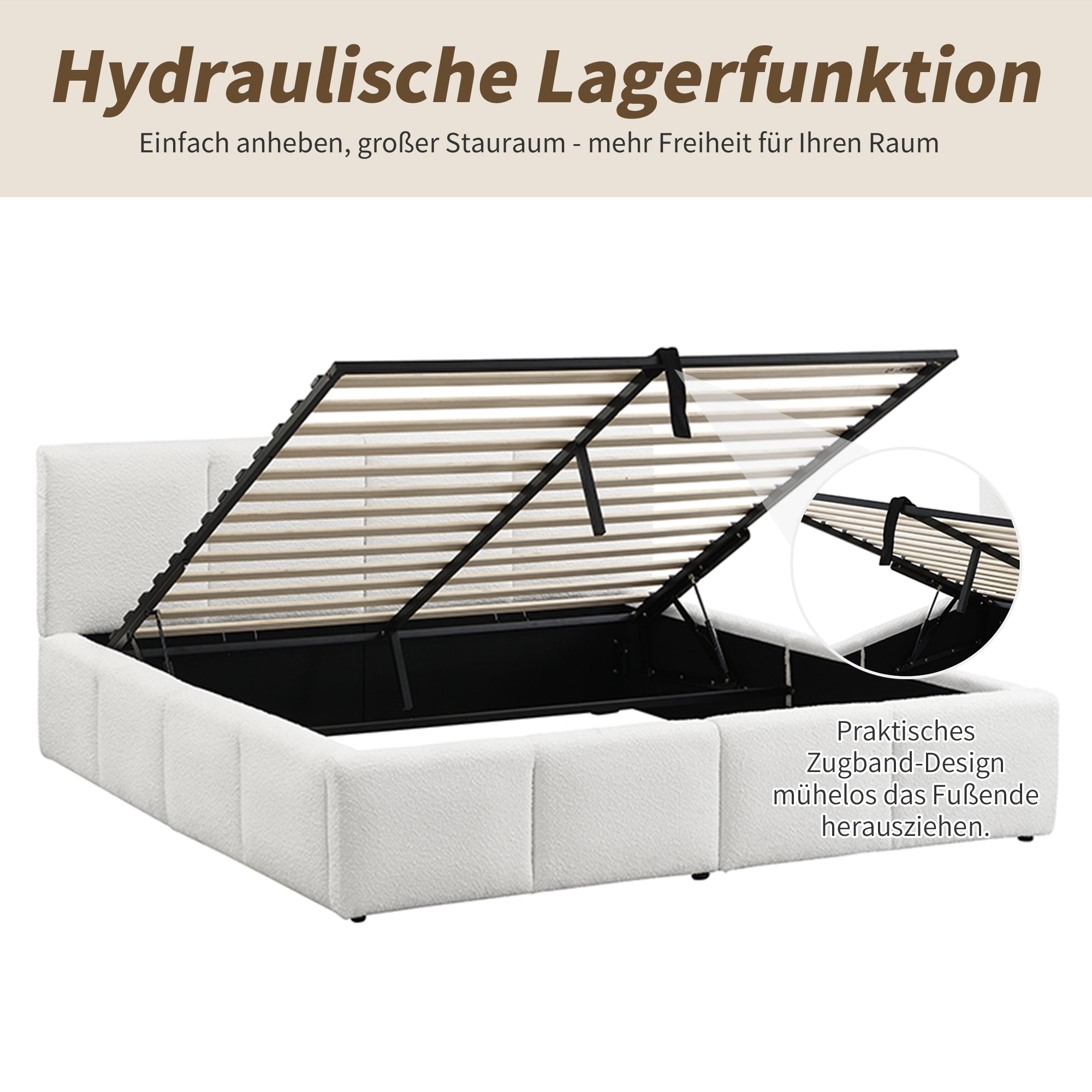 Logidon gestoffeerd bed 180x200 hydraulisch functioneel bed met opbergruimte