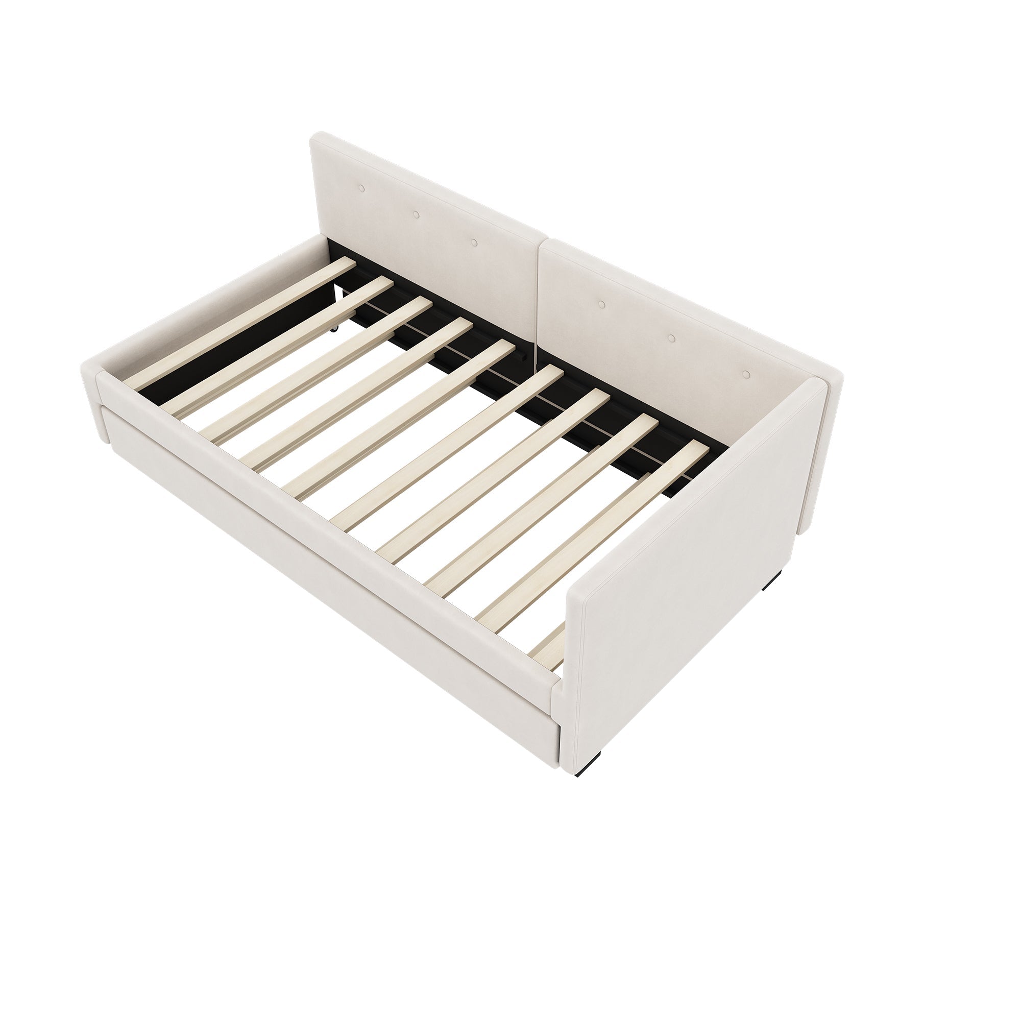Logidon gestoffeerd bed 90x200 cm beige met lattenbodem en hoofdbord