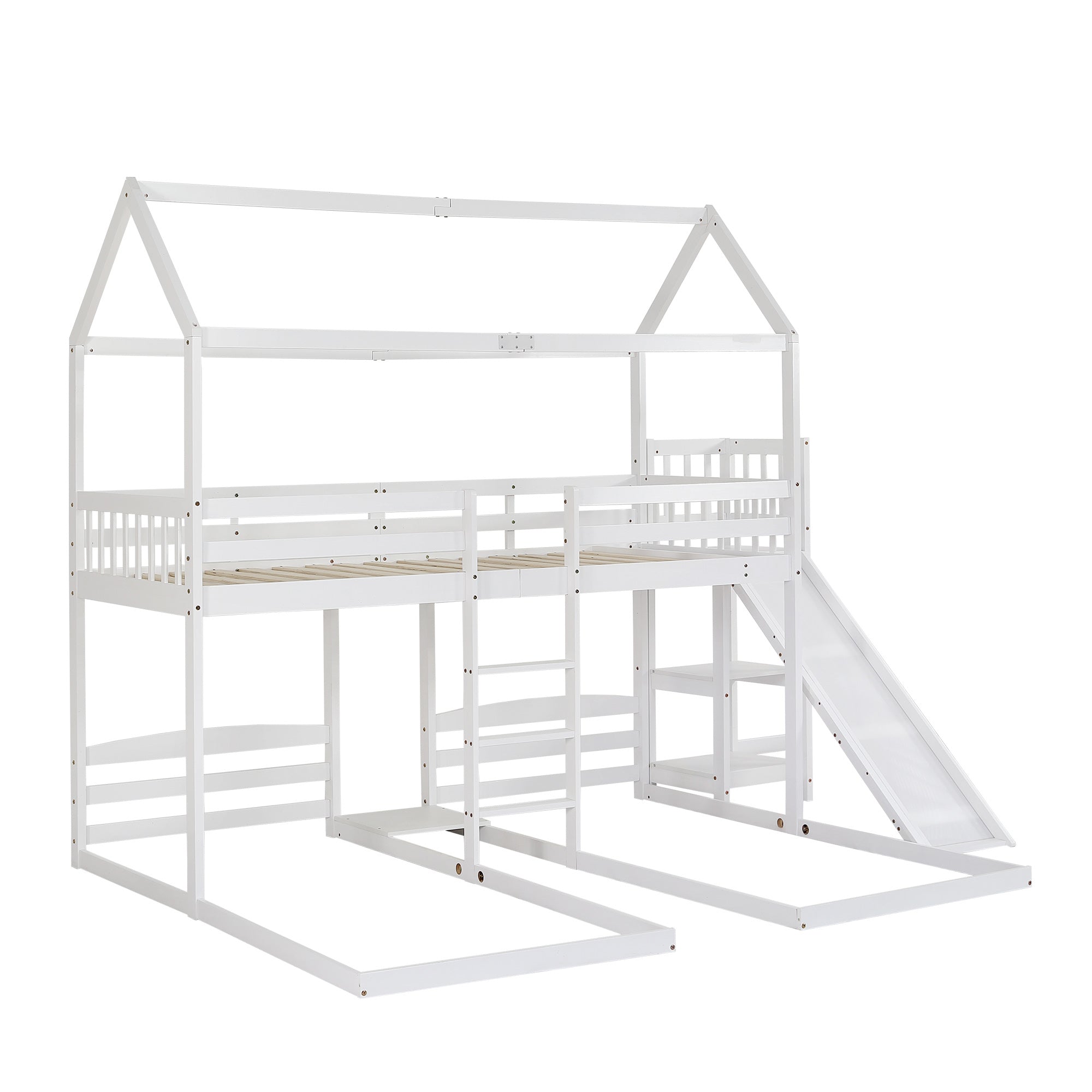 Logidon stapelbed met glijbaan wit 90x200cm drietrapsladder