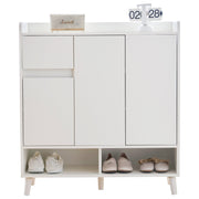 Logidon White Shoe Cabinet Chest of Drawers Adjustable Shelves 90x99x35 cm