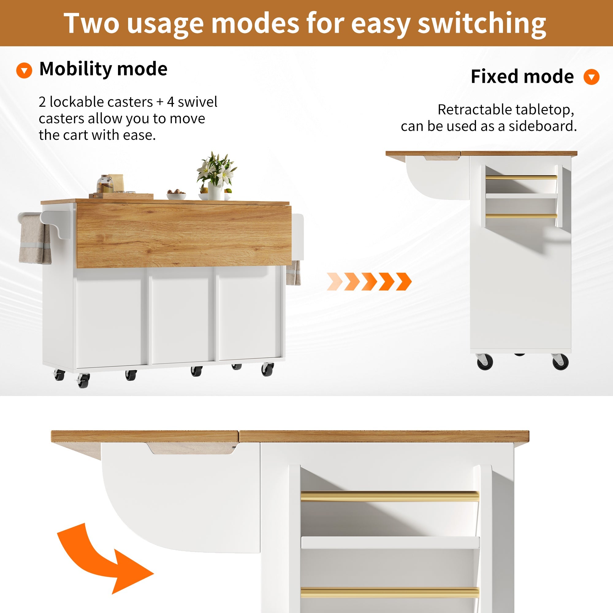 Logidon Kitchen Island Extendable with Wheels White 146x70x90 cm