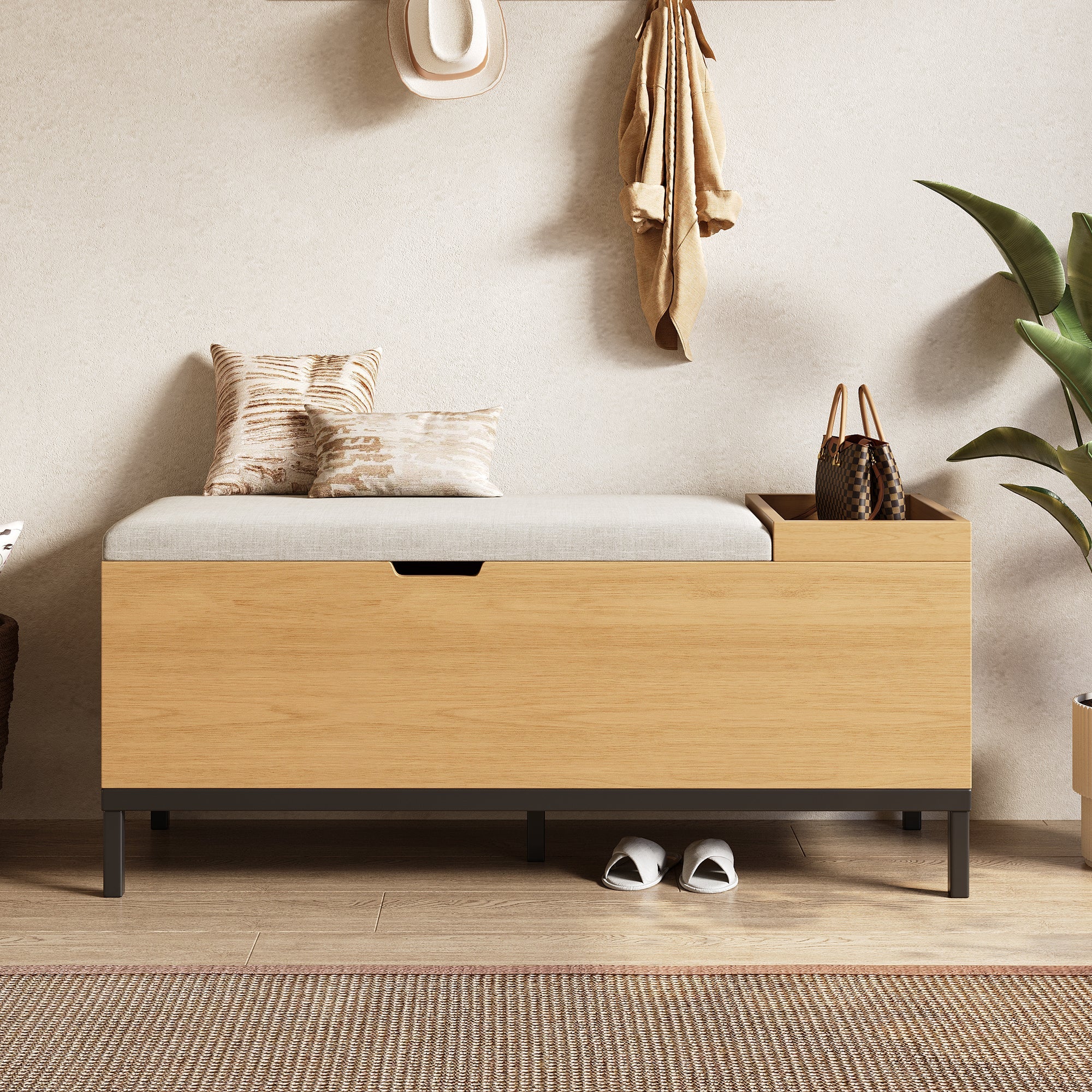 Logidon schoenenbank opbergbank naturel 115 x 40 x 49,5 cm