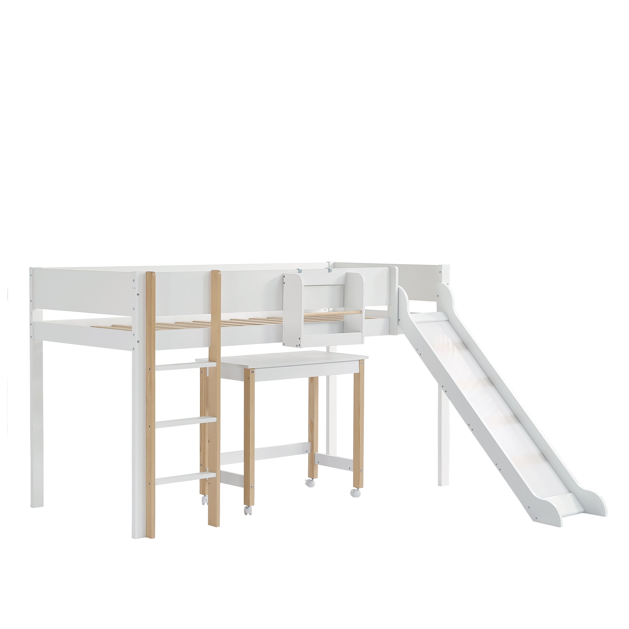 Logidon complete bedroom 3-piece loft bed with slide white/natural