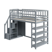Logidon hoogslaper 90x200 grijs met kledingkast en planken