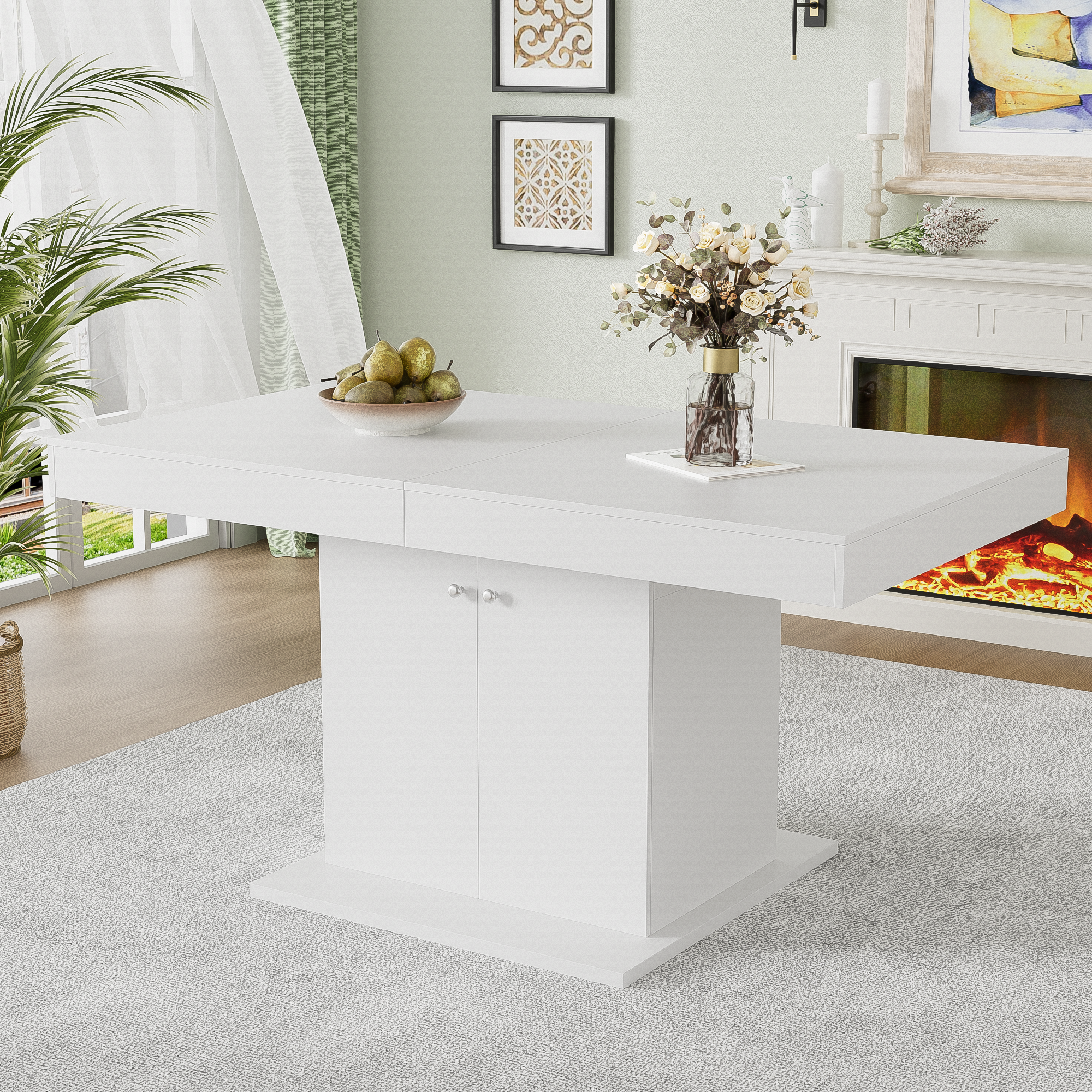 Logidon uitschuifbare eettafel L140/180 cm wit met opbergruimte