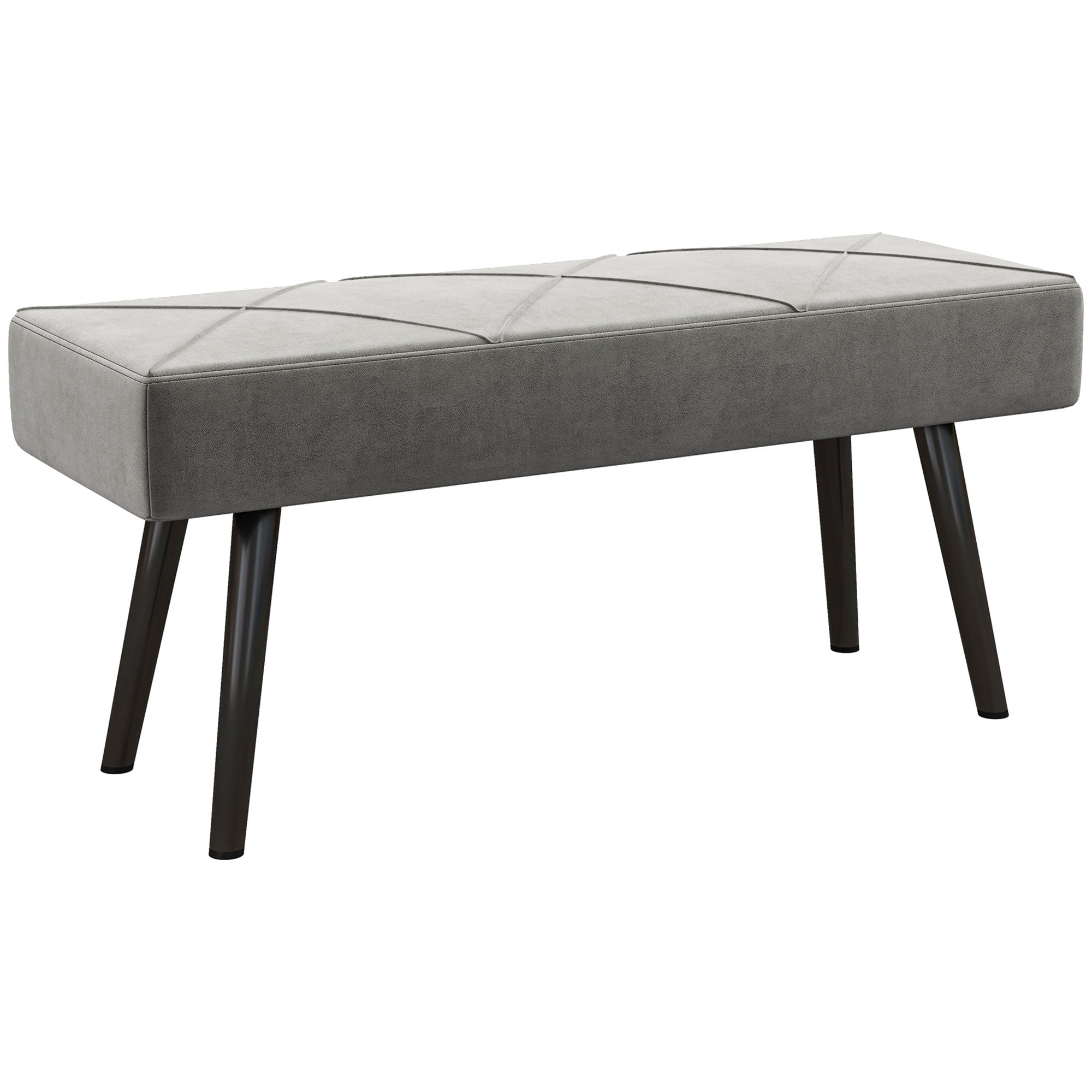 Logidon gestoffeerde bank fluweellook grijs 100x36x45 cm X-patroon bedbank