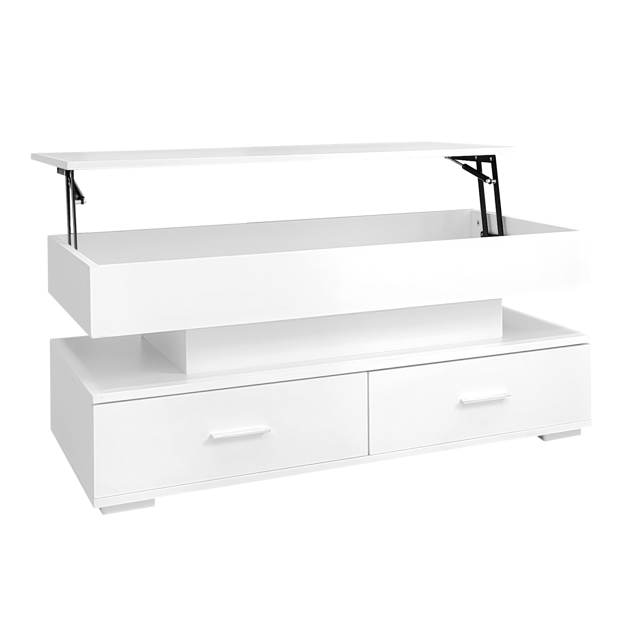 Logidon Hydraulisch in hoogte verstelbare salontafel 100x50x44 cm Wit LED