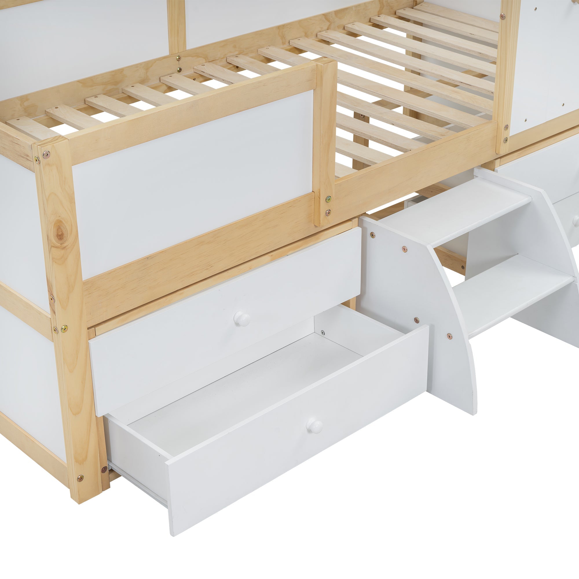 Logidon halfhoog huisbed 90x200 wit naturel met dak