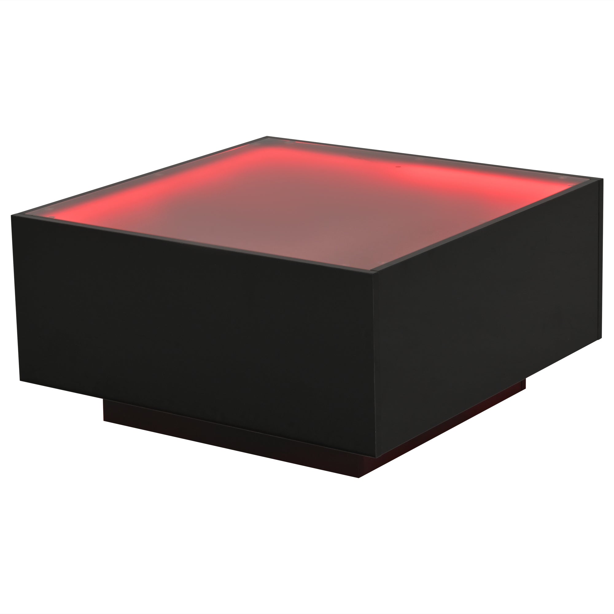 Logidon salontafel 70x70 cm glazen tafelblad LED zwart