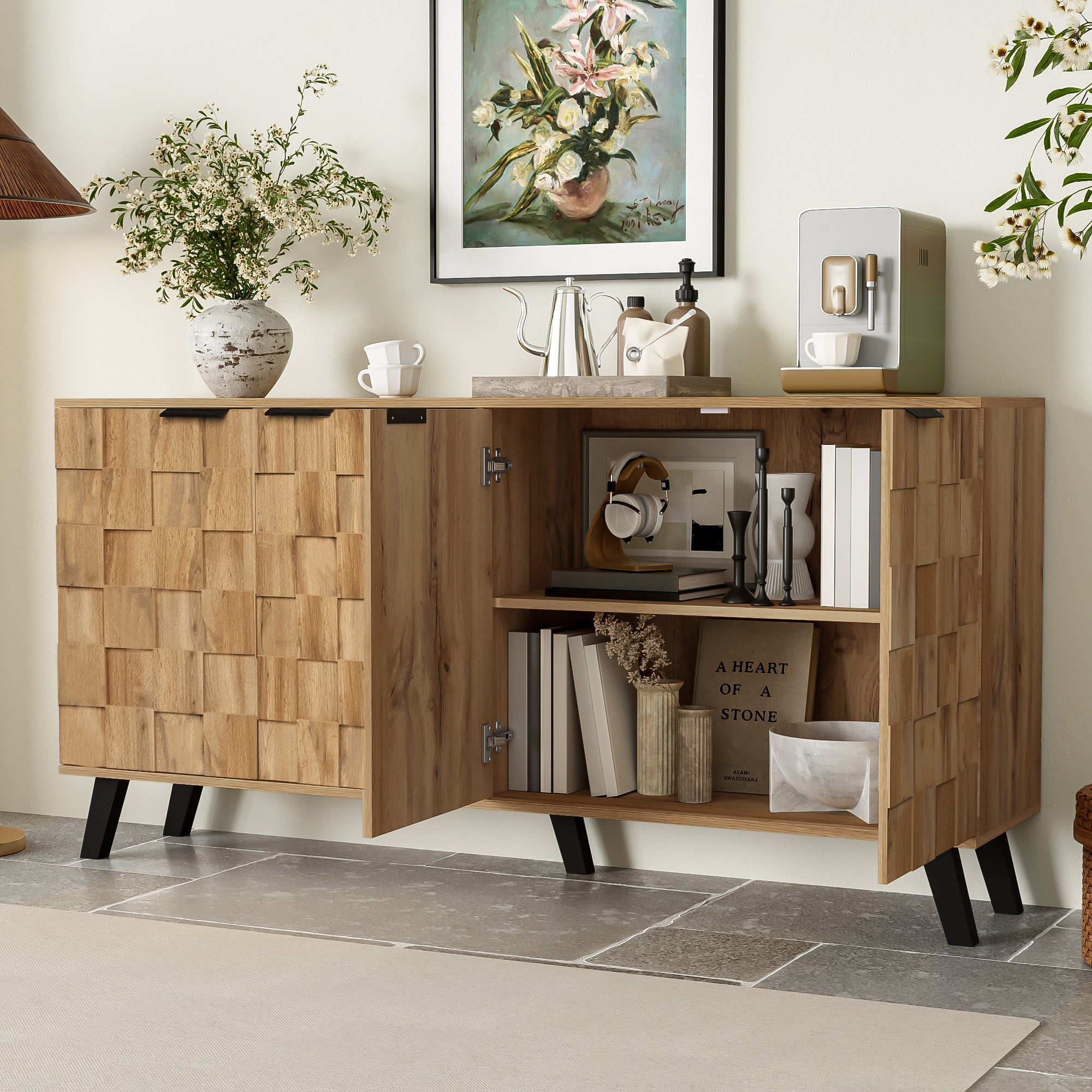 Logidon Modern dressoir vier deuren 160,5 x 35,5 x 78 cm