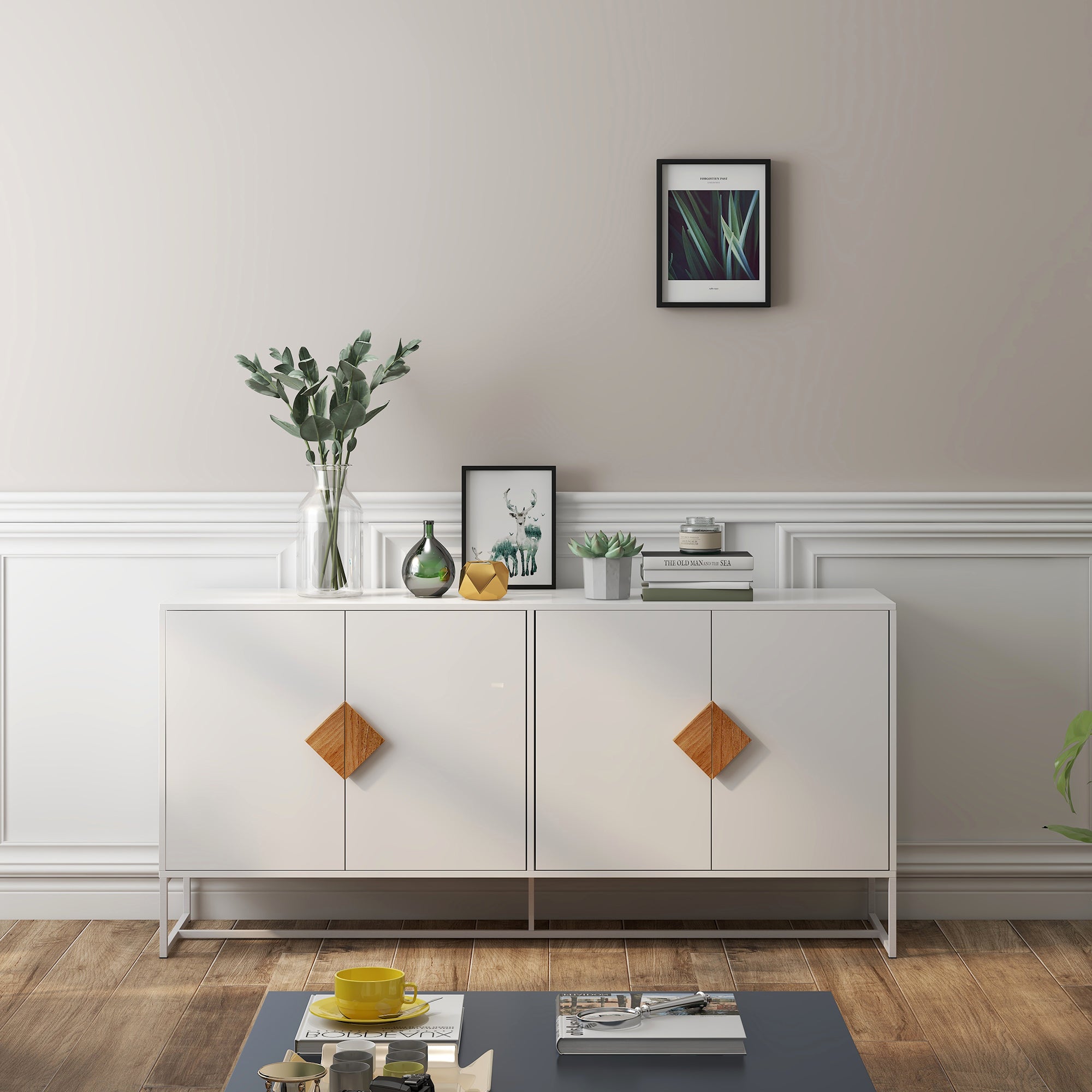Logidon Wit Dressoir 160 cm met 4 deuren en dubbele opbergruimte